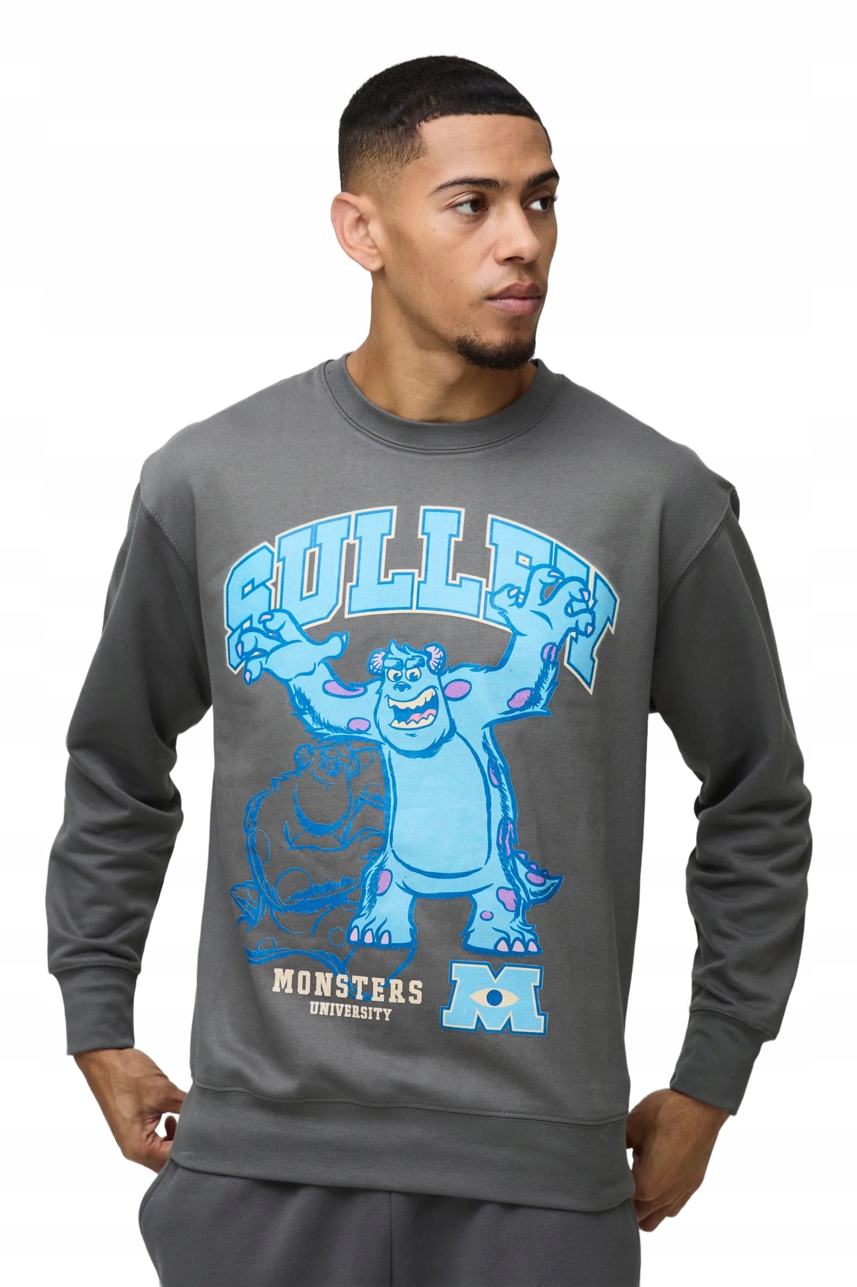 Boohooman Pánská Mikina Šedá S Potiskem Monsters University Z3A