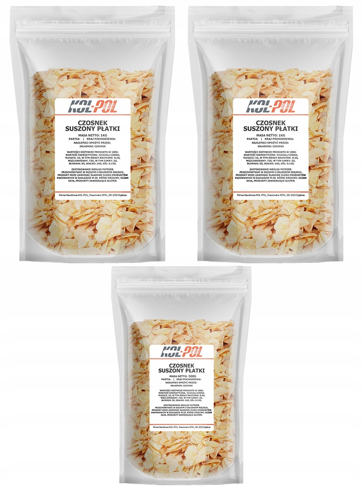 CZOSNEK SUSZONY PŁATKI 2,5kg Naturalny w płatkach