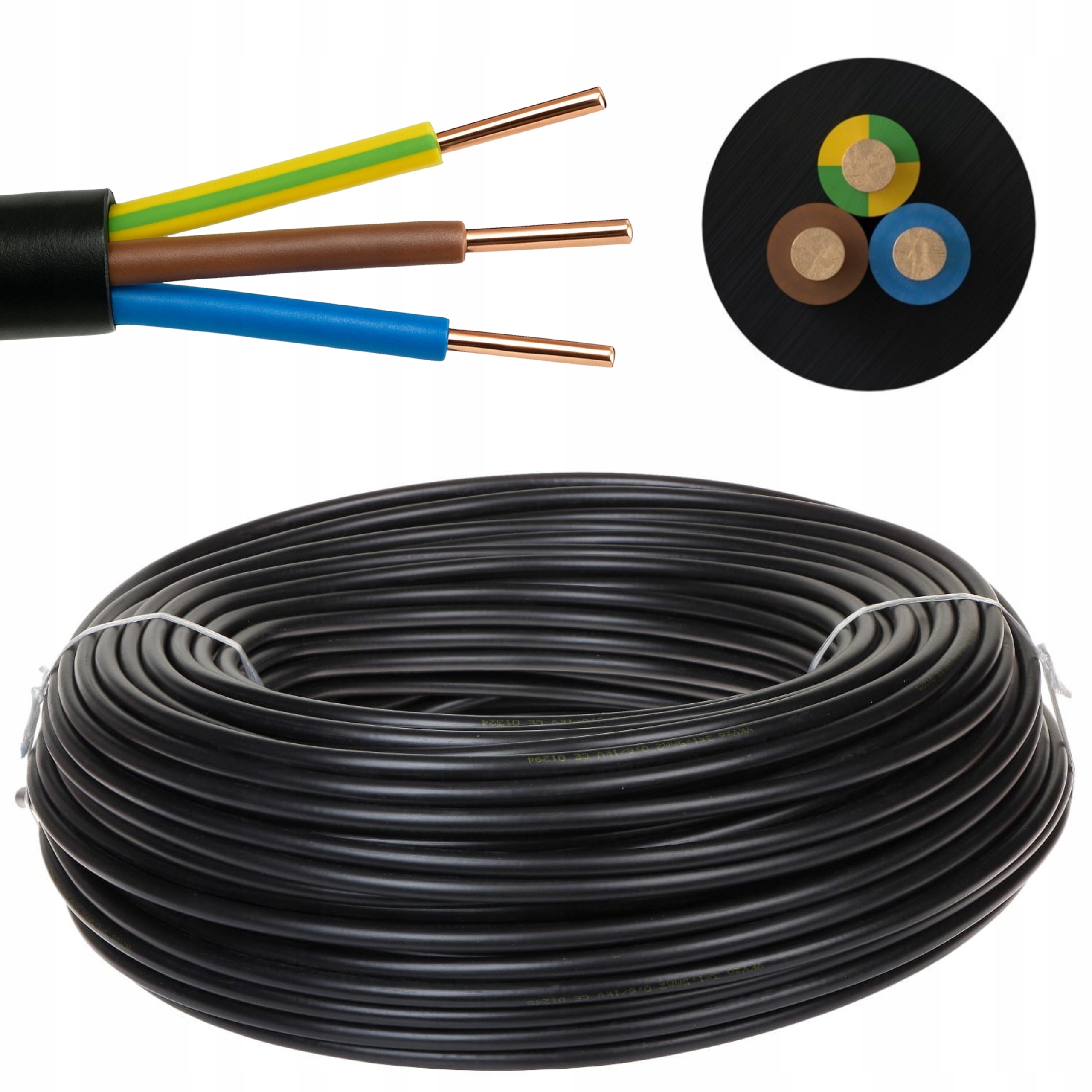 Kabel Yky 3x1,5 0,6/1 kV, vnější zemní vodič, měděný, 25 m