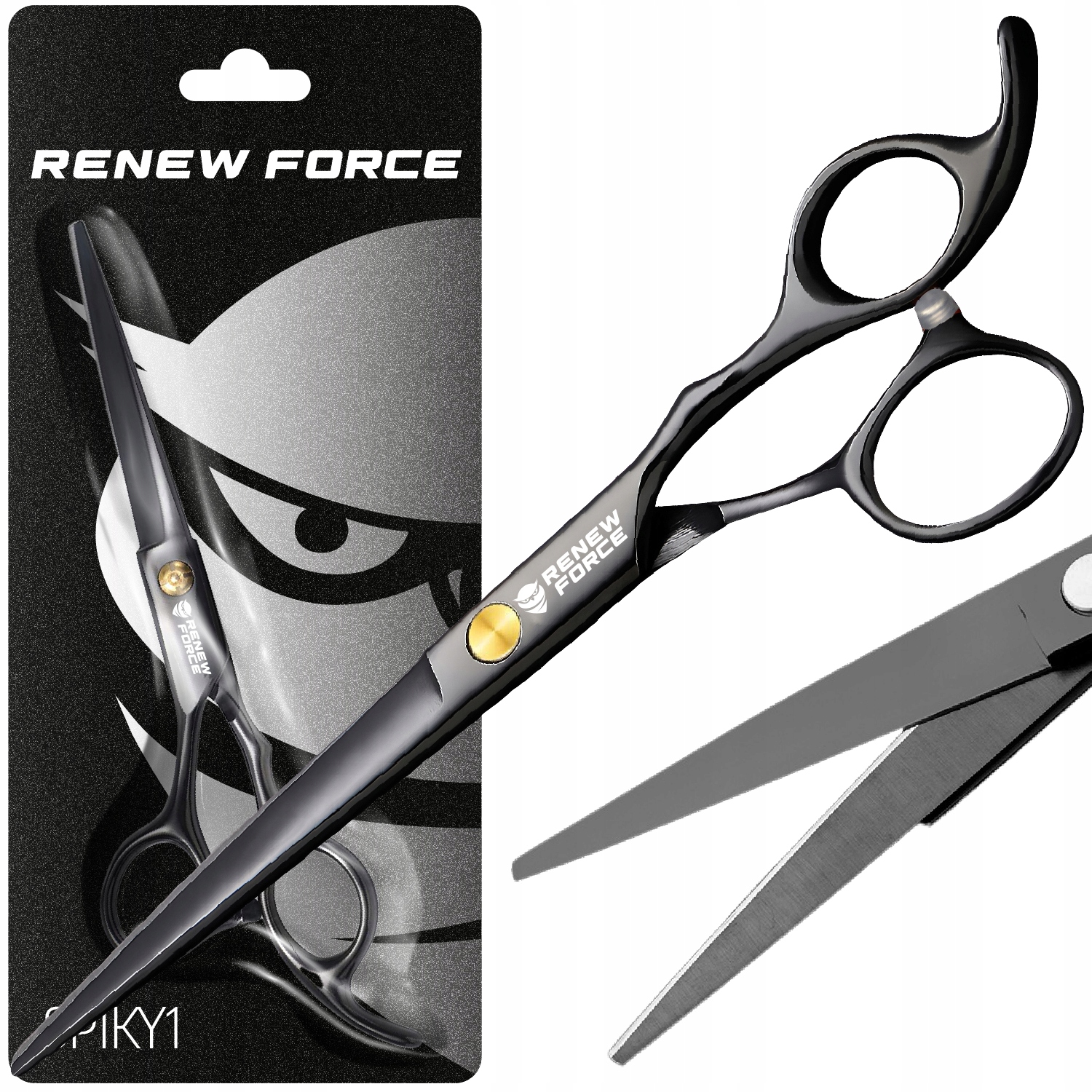 Profesjonalne NOŻYCZKI fryzjerskie RENEW FORCE do strzyżenia włosów OSTRE Typ dla praworęcznych