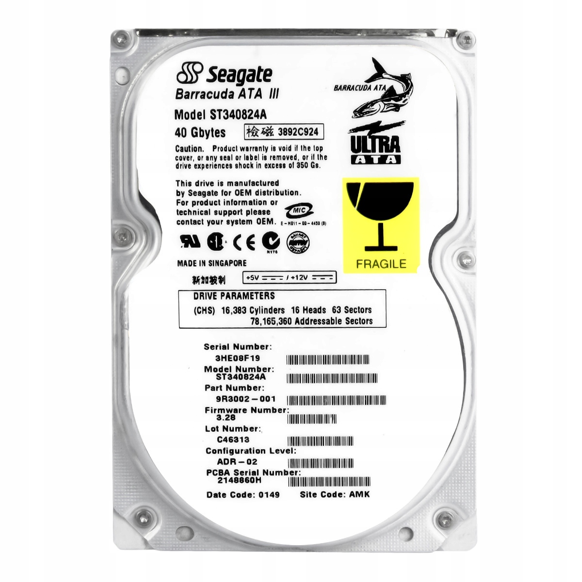 Seagate Barracuda Ata III 40GB 7.2K 2MB Ata 3.5'' ST340824A