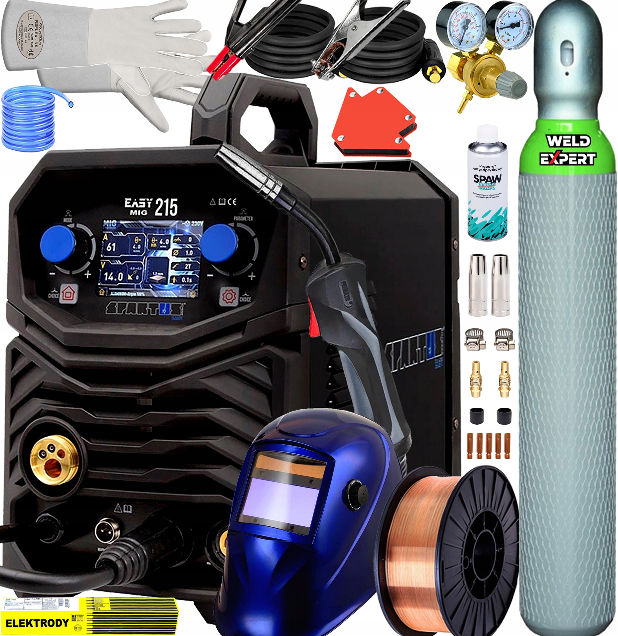 Spawarka Inwertorowa Migomat Półautomat Spartus Easymig 215 Pakiet Synergia