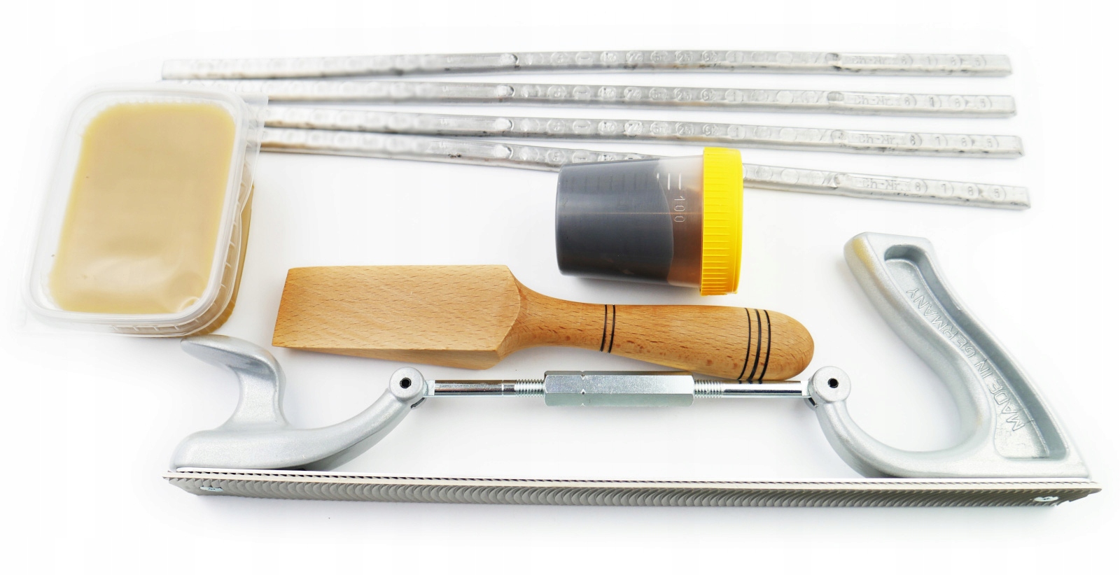 Sada na Cinovanie karosérie Cínová pasta Špachtľa Tarnik Polokrúhla Hebel