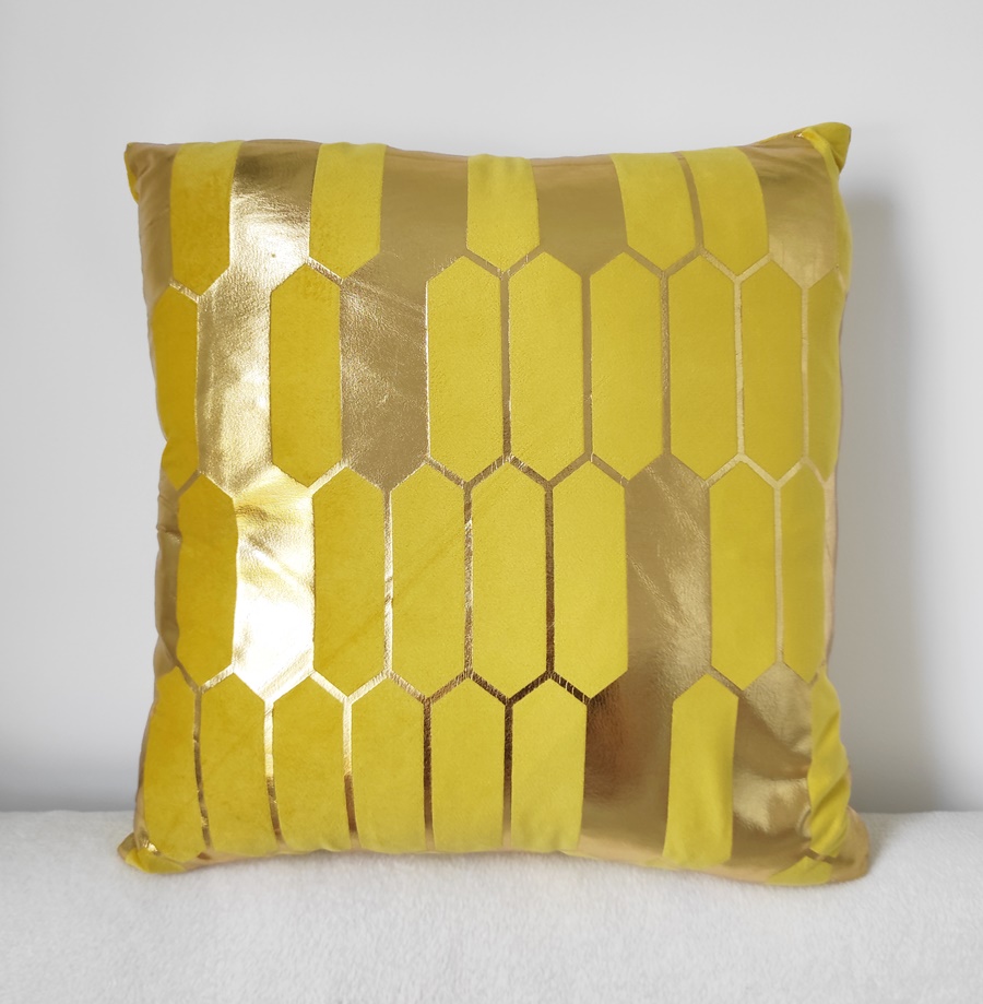 

Żółta Miód Poduszka Dekoracyjna 45x45 cm Welur Geo