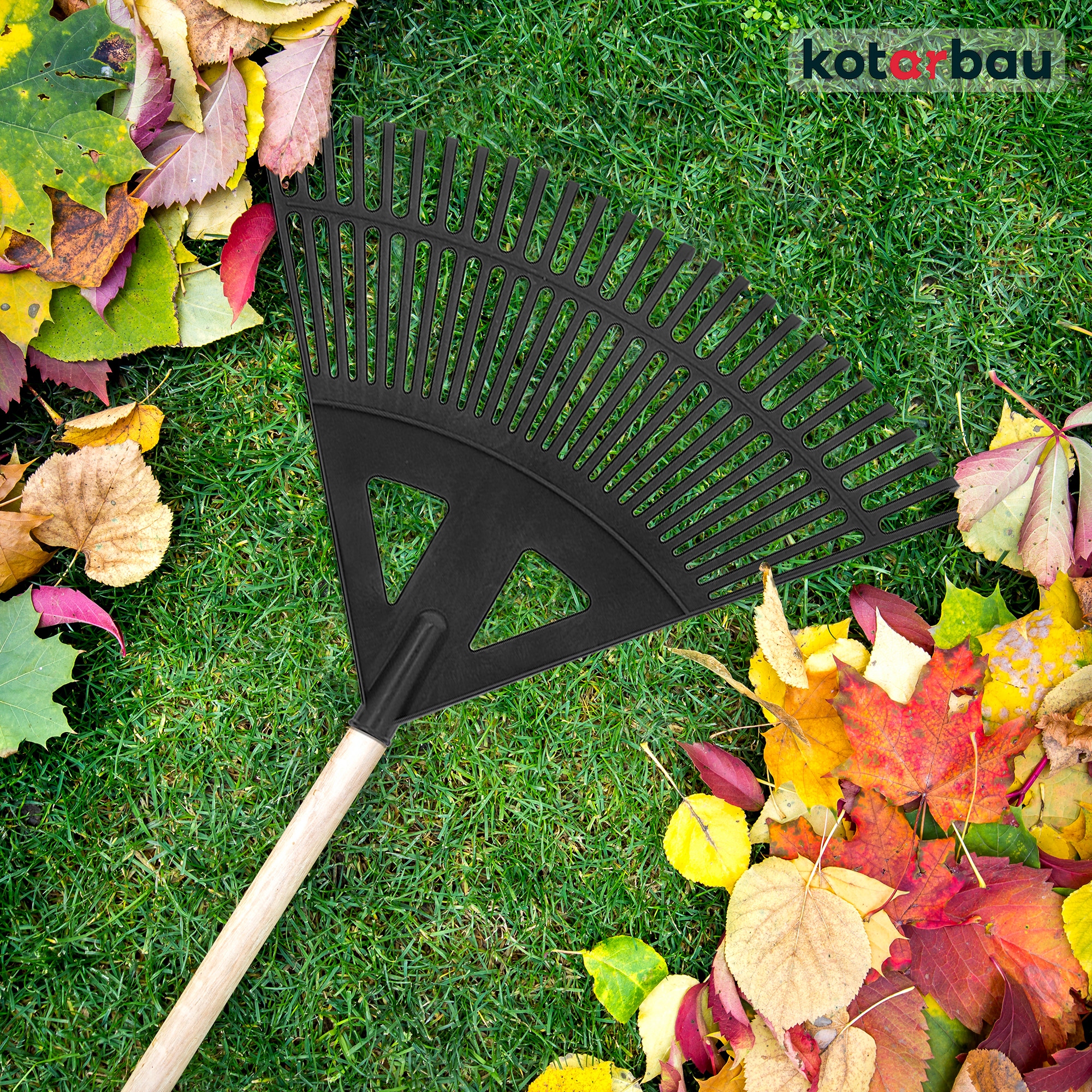 GRABIE WACHLARZOWE GRABKI DO LIŚCI I TRAW OGRODOWE PLASTIKOWE CZARNE 580 MM Marka Kotarbau