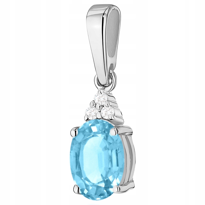 Krásný Zlatý Přívěsek Přívěsek pr. 585 s Topazem 0,90 ct a Brilianty 14k