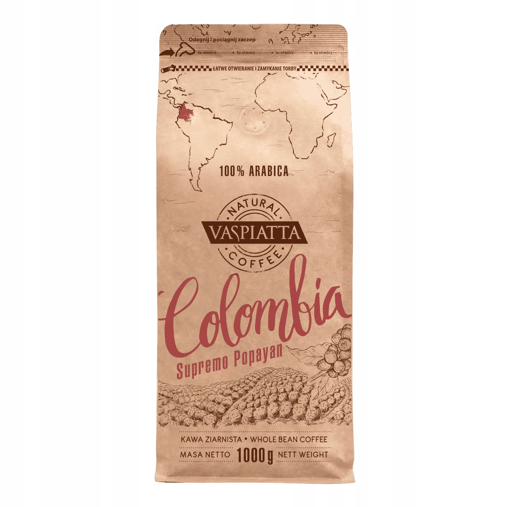 Káva zrnková Vaspiatta Natural Colombia 1 kg 100% Arabica