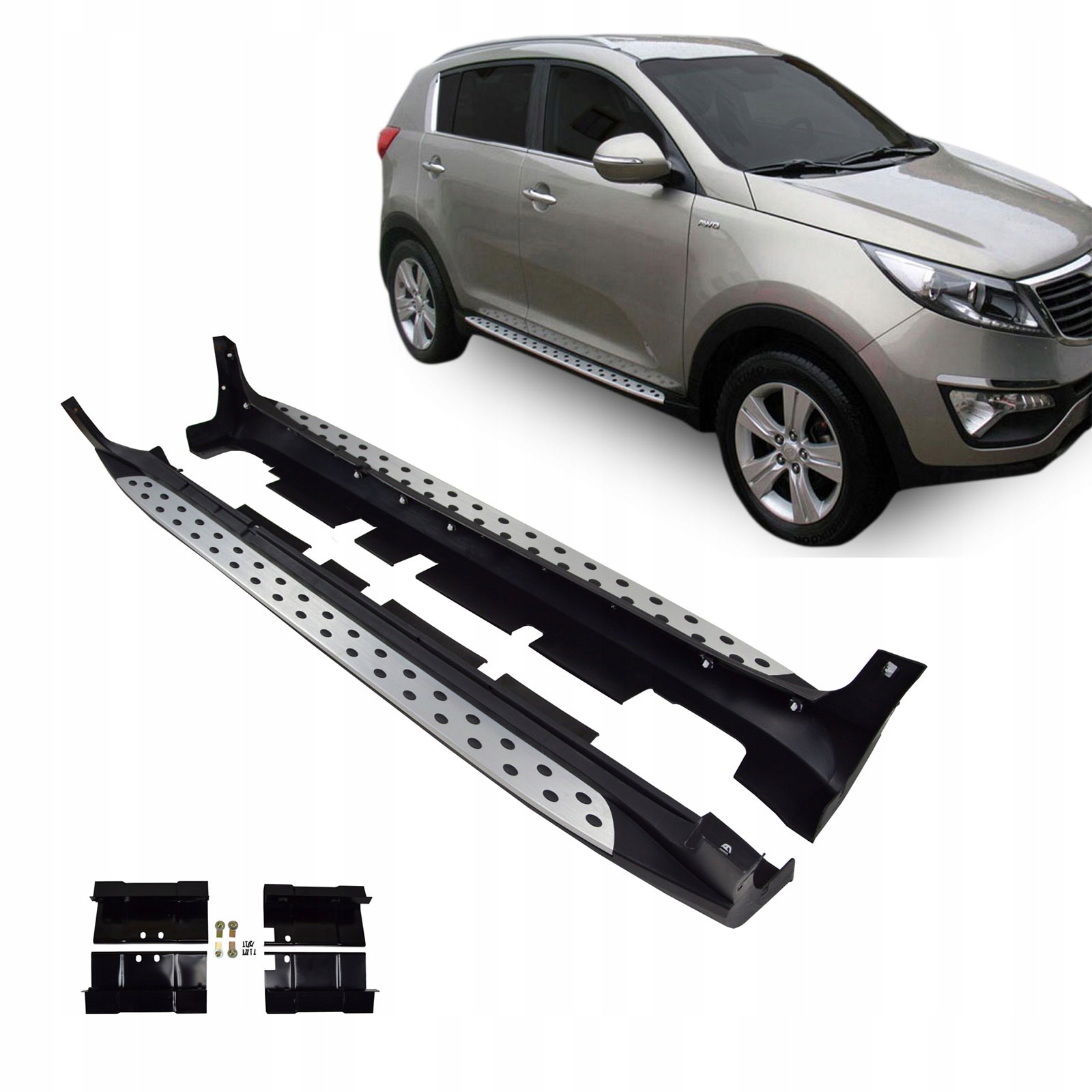 Stopnie boczne J&J Automotive aluminiowe do Kia Sportage 2010-2015