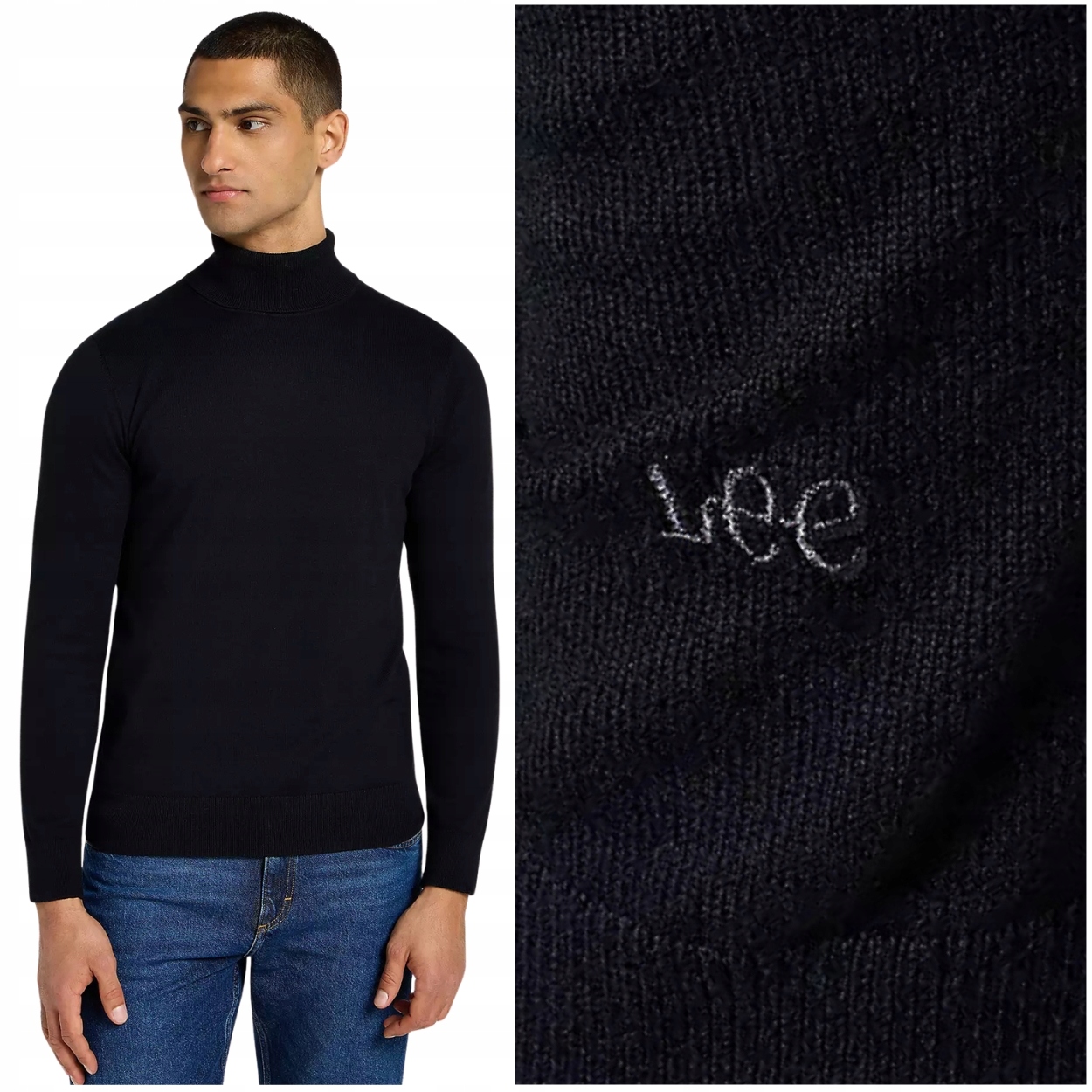 Lee Turtle Neck Black elastický bavlněný tenký rolák pánský XXL
