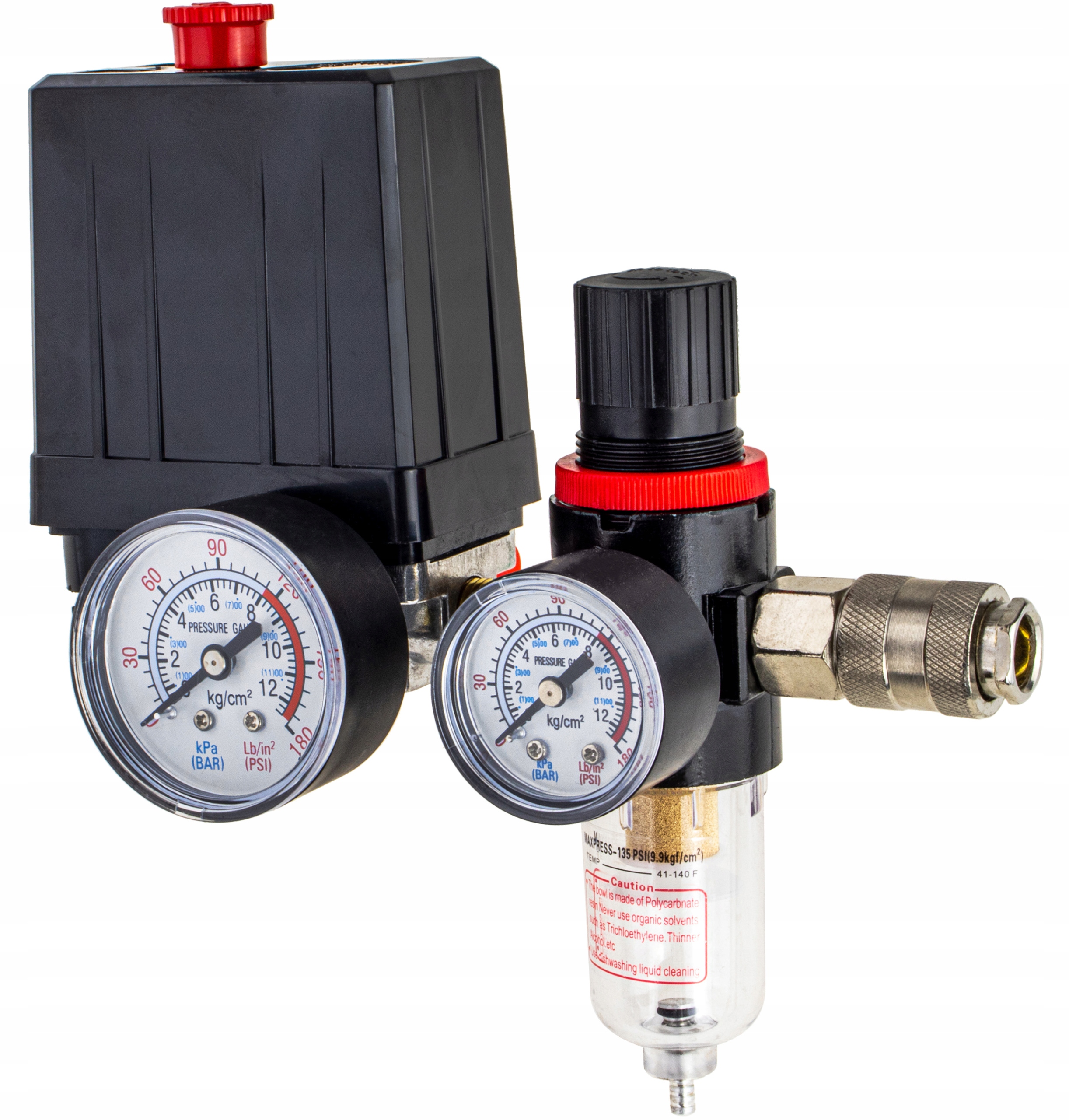 WYŁĄCZNIK Z ODWADNIACZEM CIŚNIENIOWY 12BAR CAL DO KOMPRESORA 230V PRESOSTAT