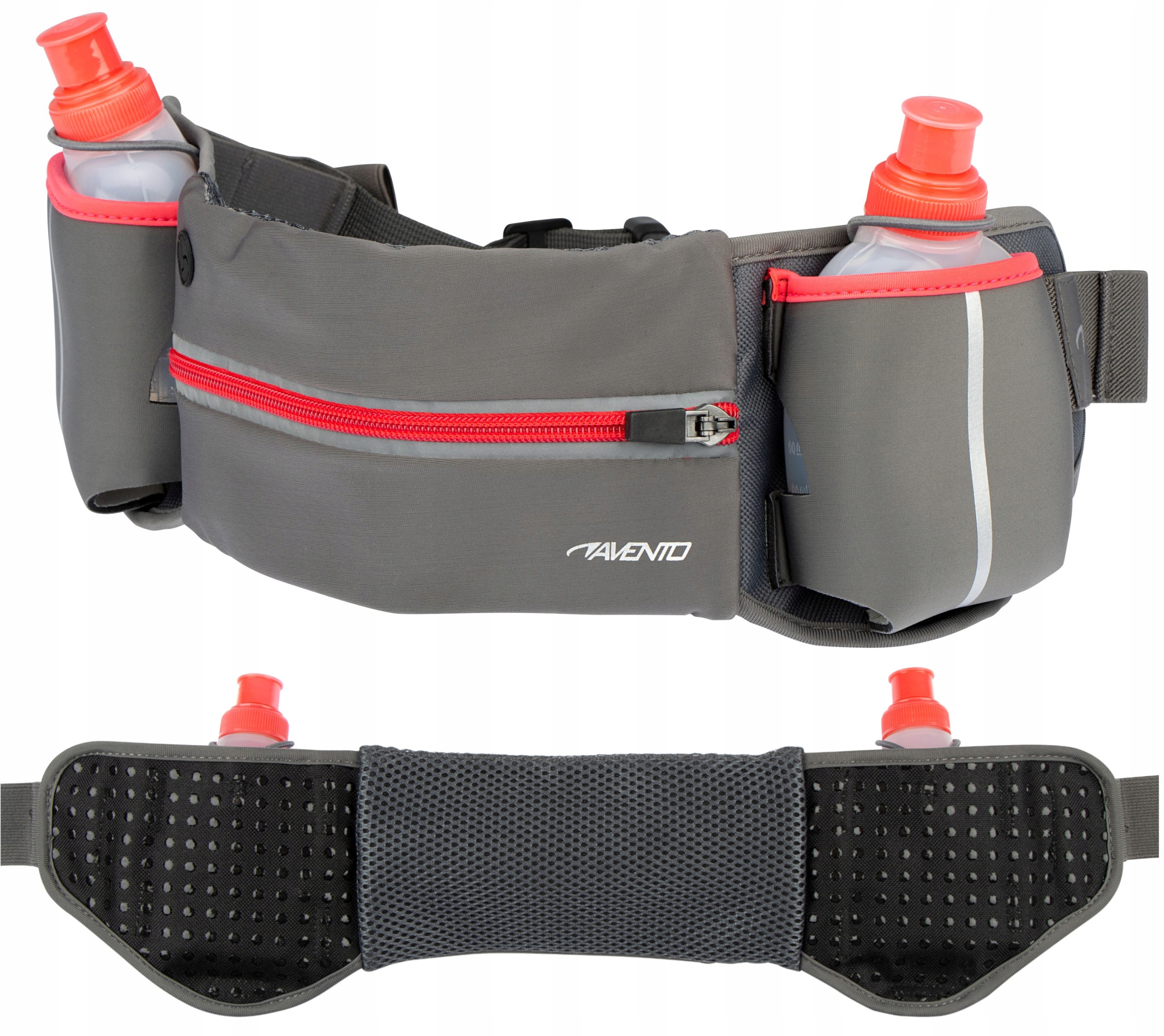 Pas biegowy nerka do biegania z bidonami saszetka biodrowa Avento 2x190ml