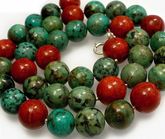 Turkus Africký Korál krásný náhrdelník stříbro