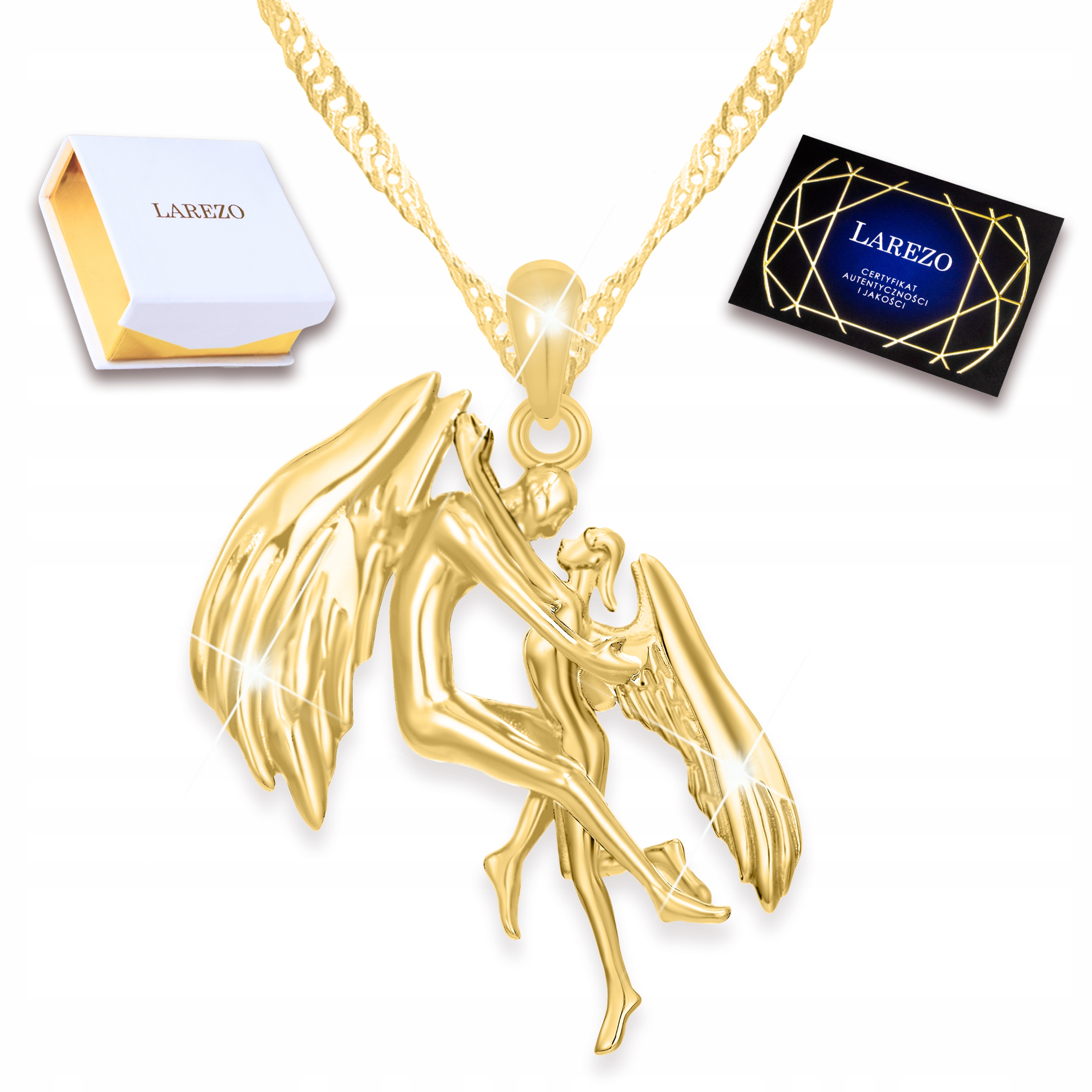 Zlatý náhrdelník pro páry Andělé Anděl Miluji tě Věčná láska Stříbro 925