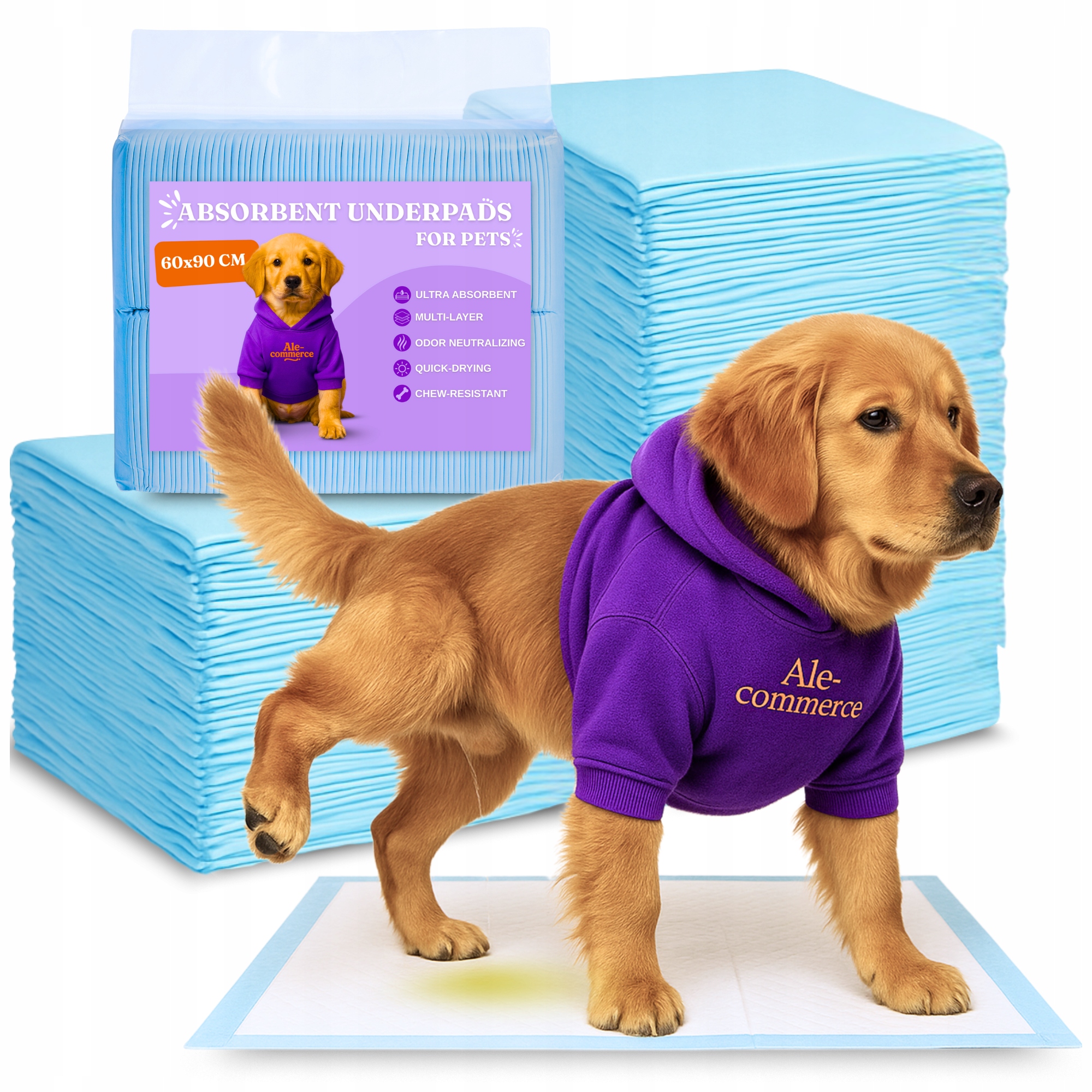 Velké Hygienické Podložky Pro Psa XXL Absorpční Pro Přebalování 60x90