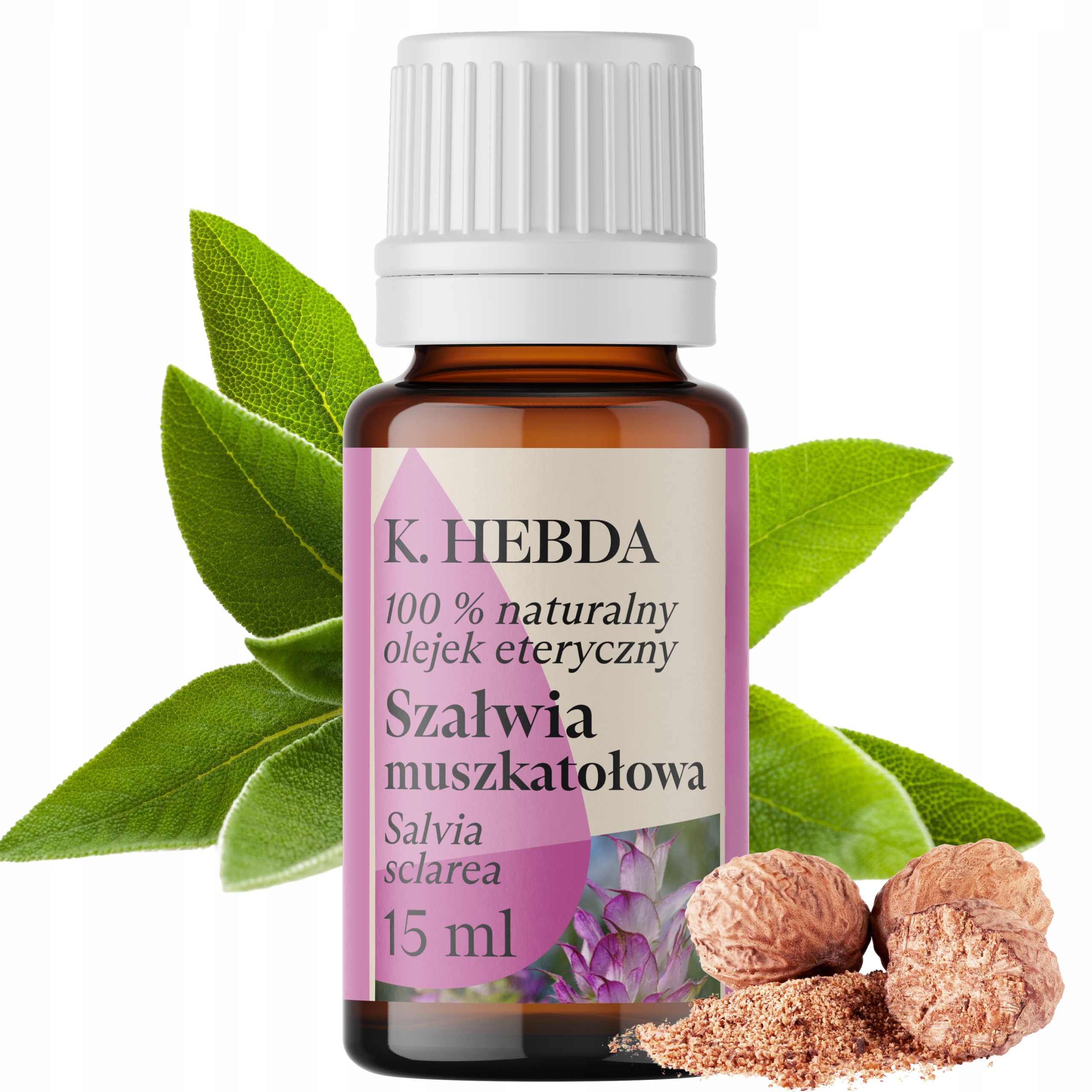 Olejek Eteryczny z Szałwii Muszkatołowej Naturalny Dla Kobiet Hebda 15 ml
