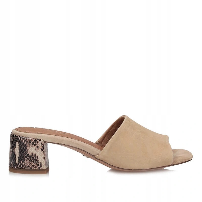 Nazouváky pantofle Tamaris 1-27204-42-445 Tan Comb béžové na podpatku