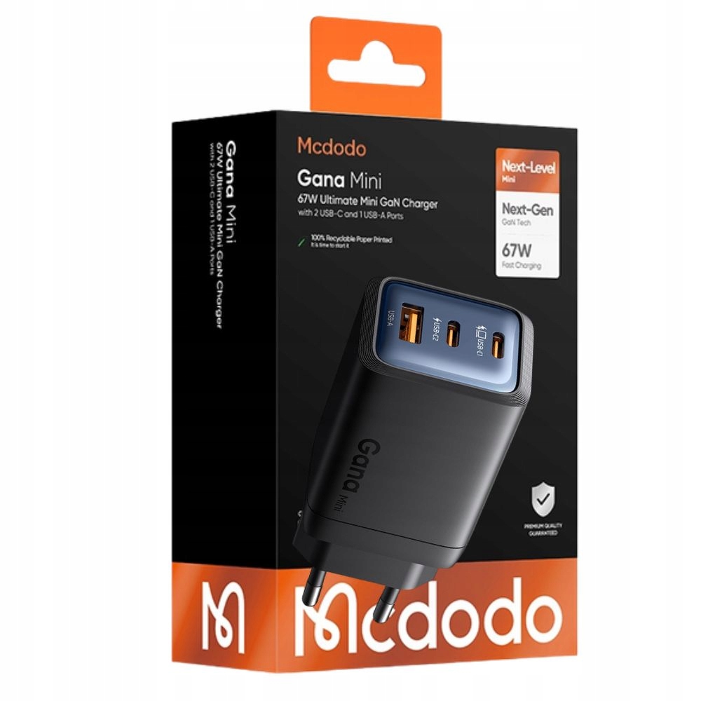 Ładowarka sieciowa GaN 3 porty Usb-c 2x Usb-a szybka zasilacz kostka 67W