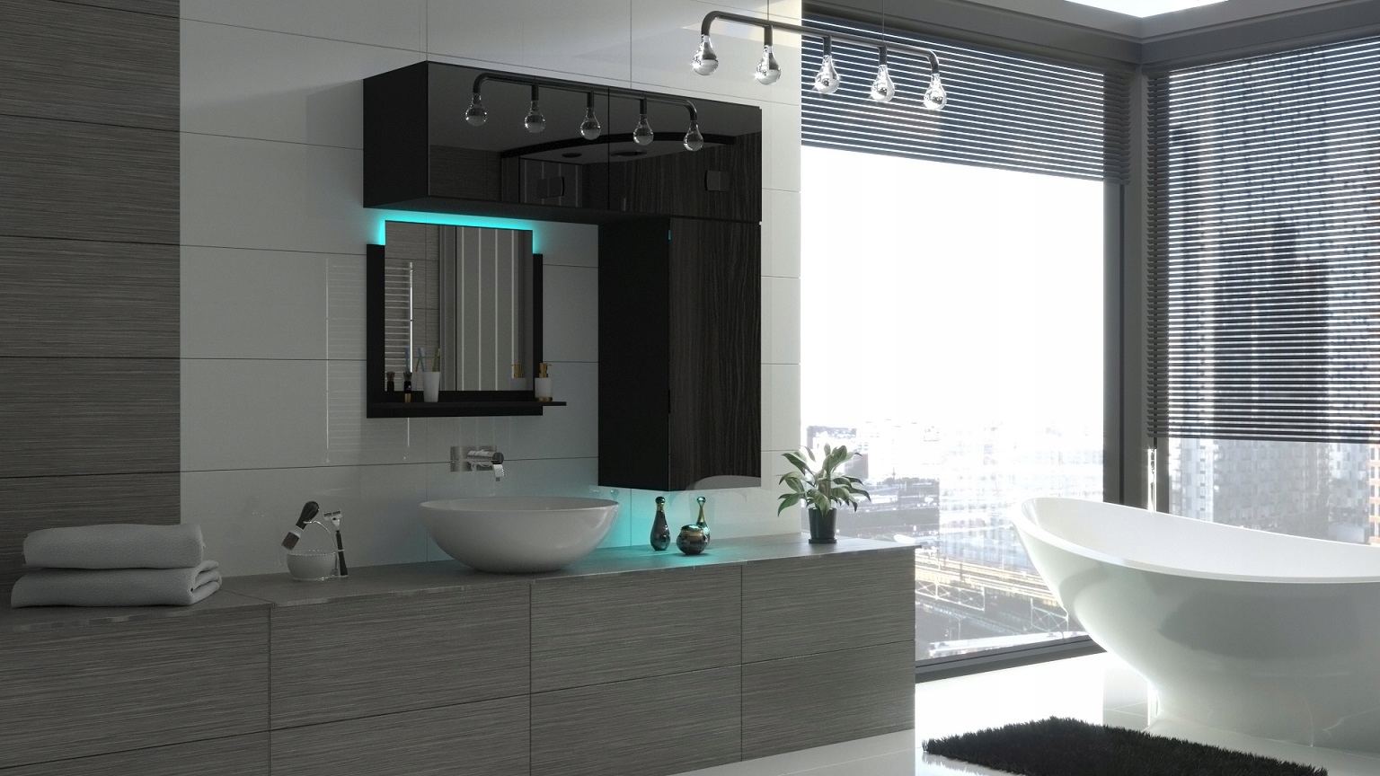 Zestaw mebli łazienkowych szafki meble łazienkowe wiszące lustro A42 EAN (GTIN) 9145523965205