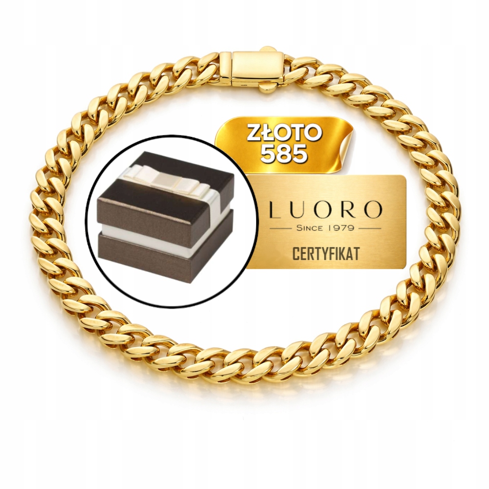 Zlatý Náramek 585 14K Monaco Diamantová Vazba 19,5 CM Elegantní