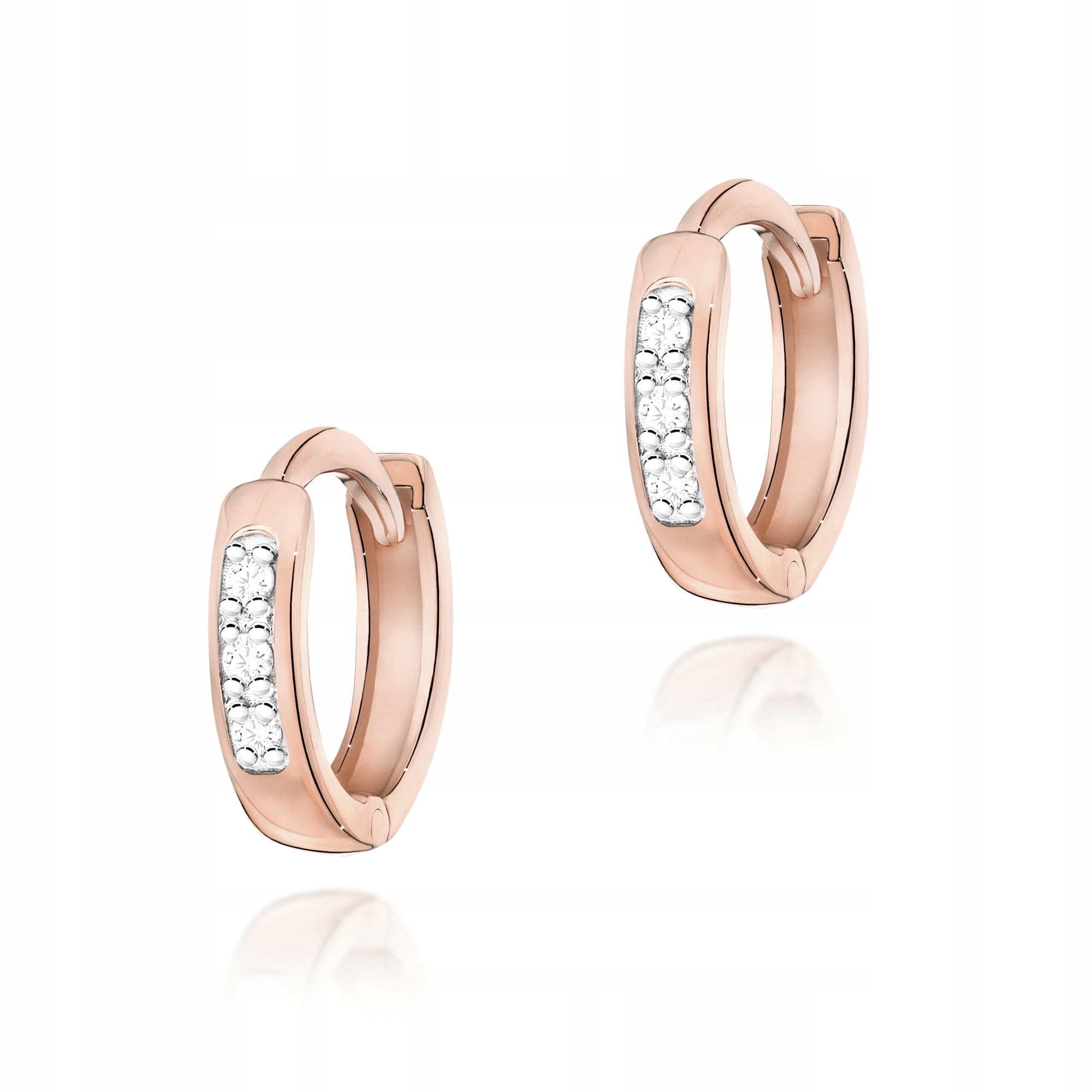 Náušnice kroužky 585 s diamanty a přírodními brilianty 1.8 g růžové zlato