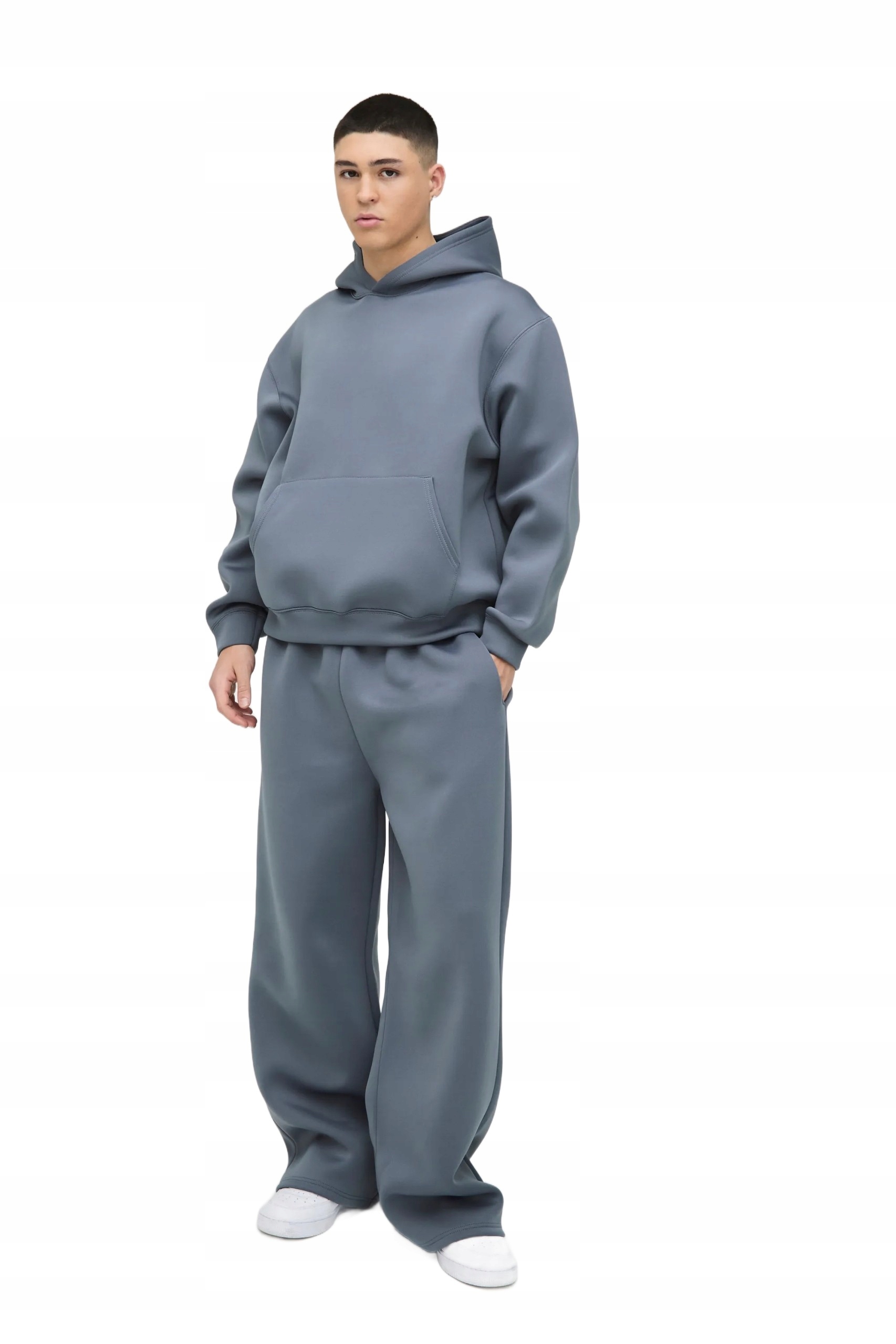 Boohooman Pánská Mikina S Kapucí Šedá Hladká S Dlouhým Rukávem M Z3A