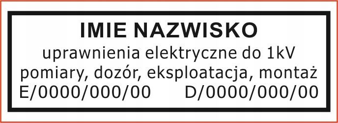 Pieczątka ELEKTRYKA UPRAWNIENIA SEP E Dozór