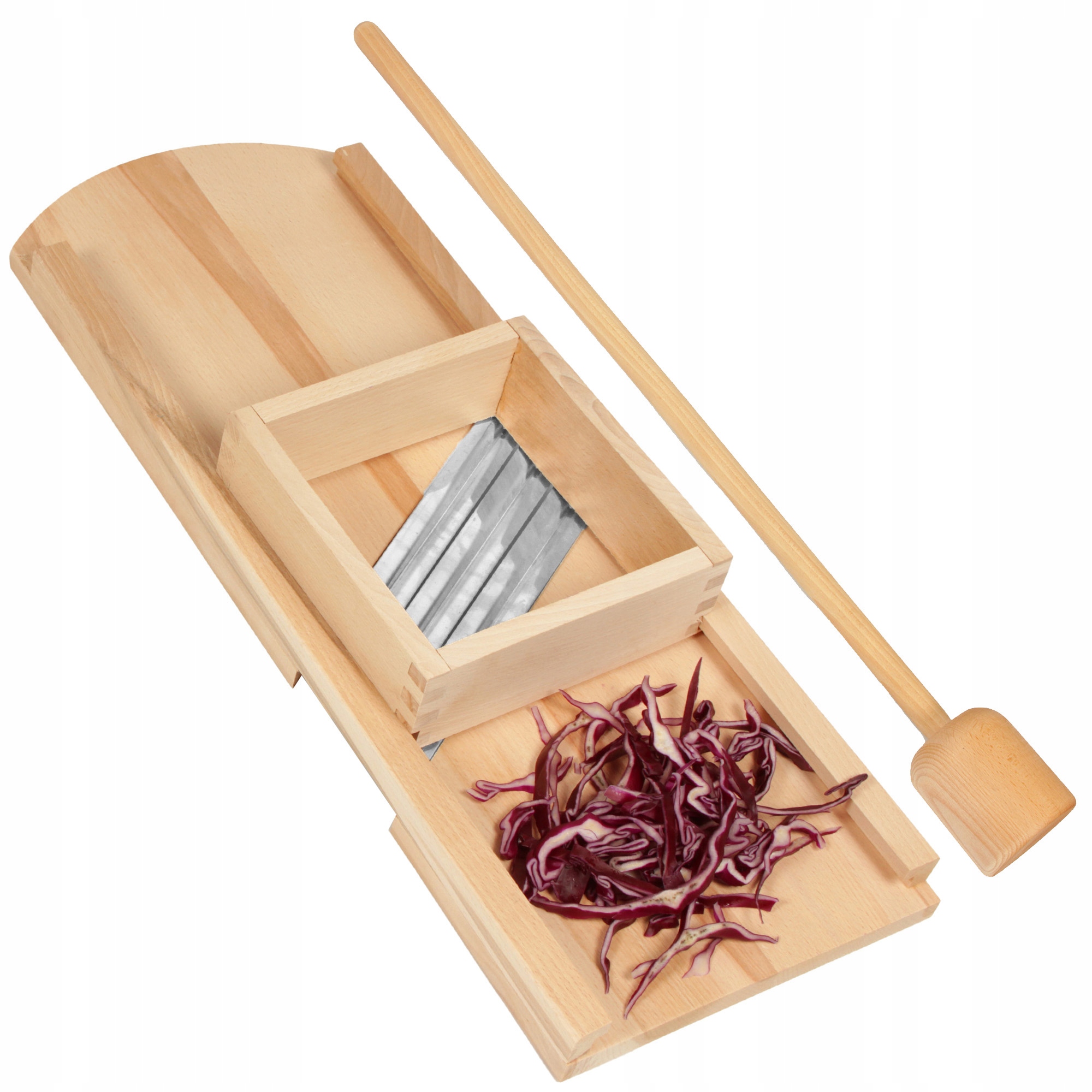 Kráječ Na Zelí 3V1 Velký Dřevěný Palička