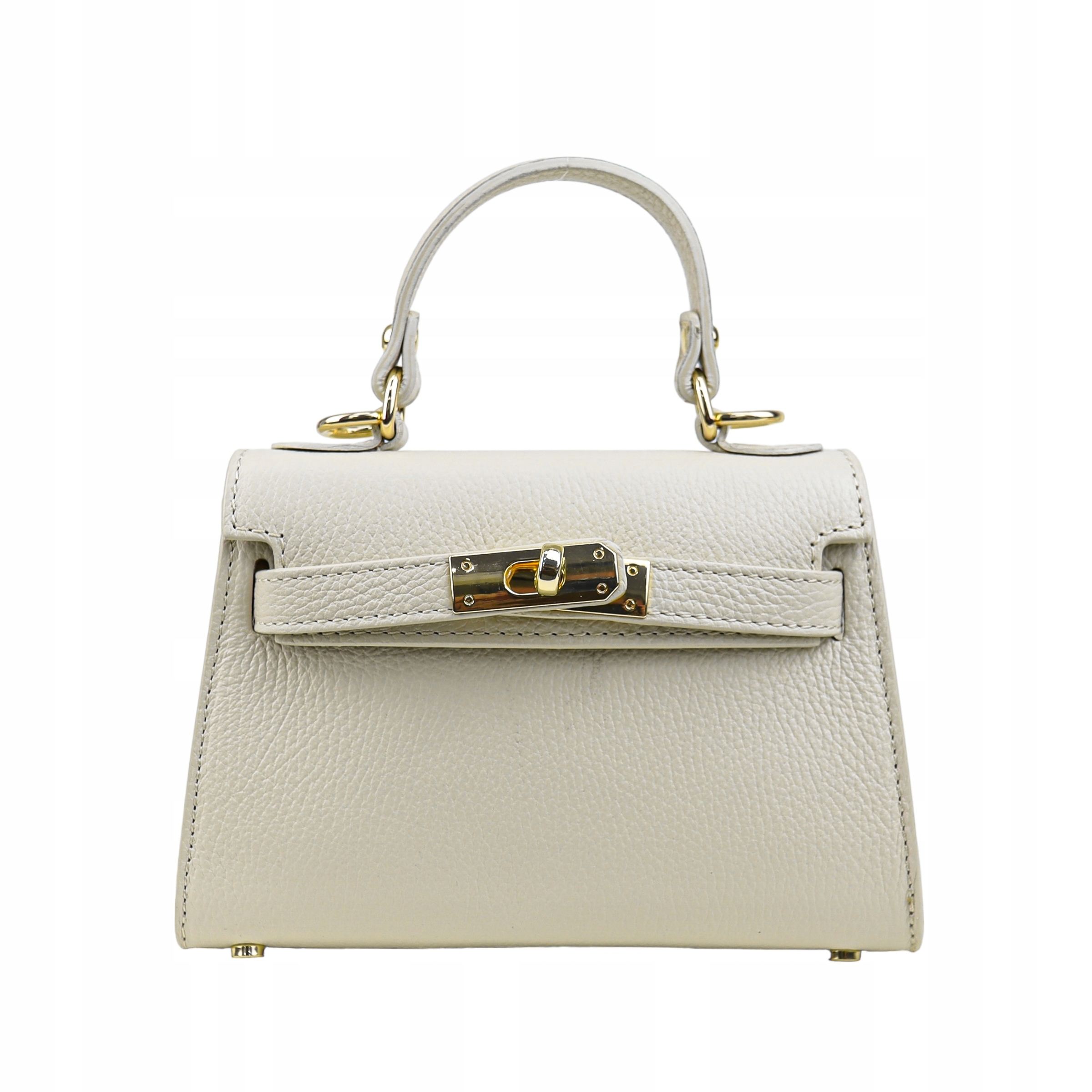 Torebka Damska Kuferek, licowa skóra Emily Ecru