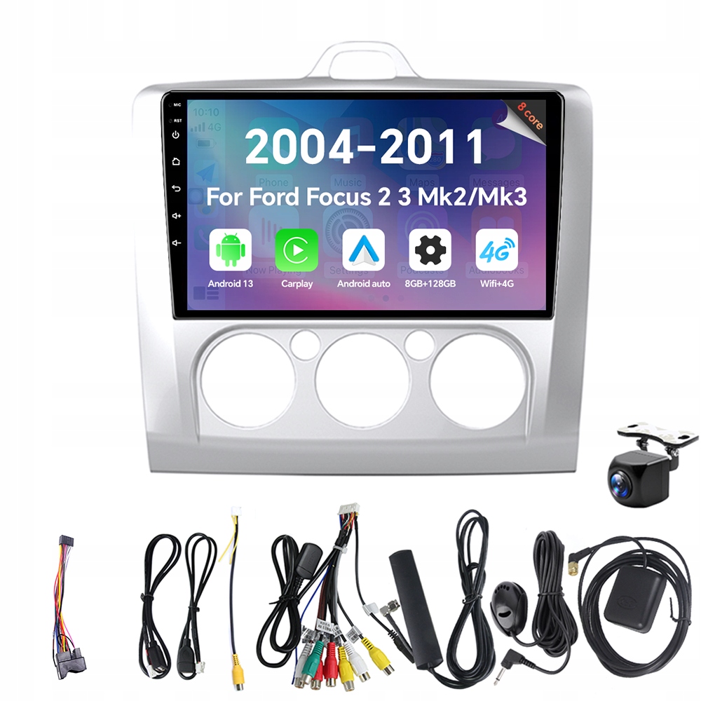 Autorádio Eunavi 2Din s Androidem 13 pro Ford Focus 2 3 Mk2/Mk3 2004-2011 4G