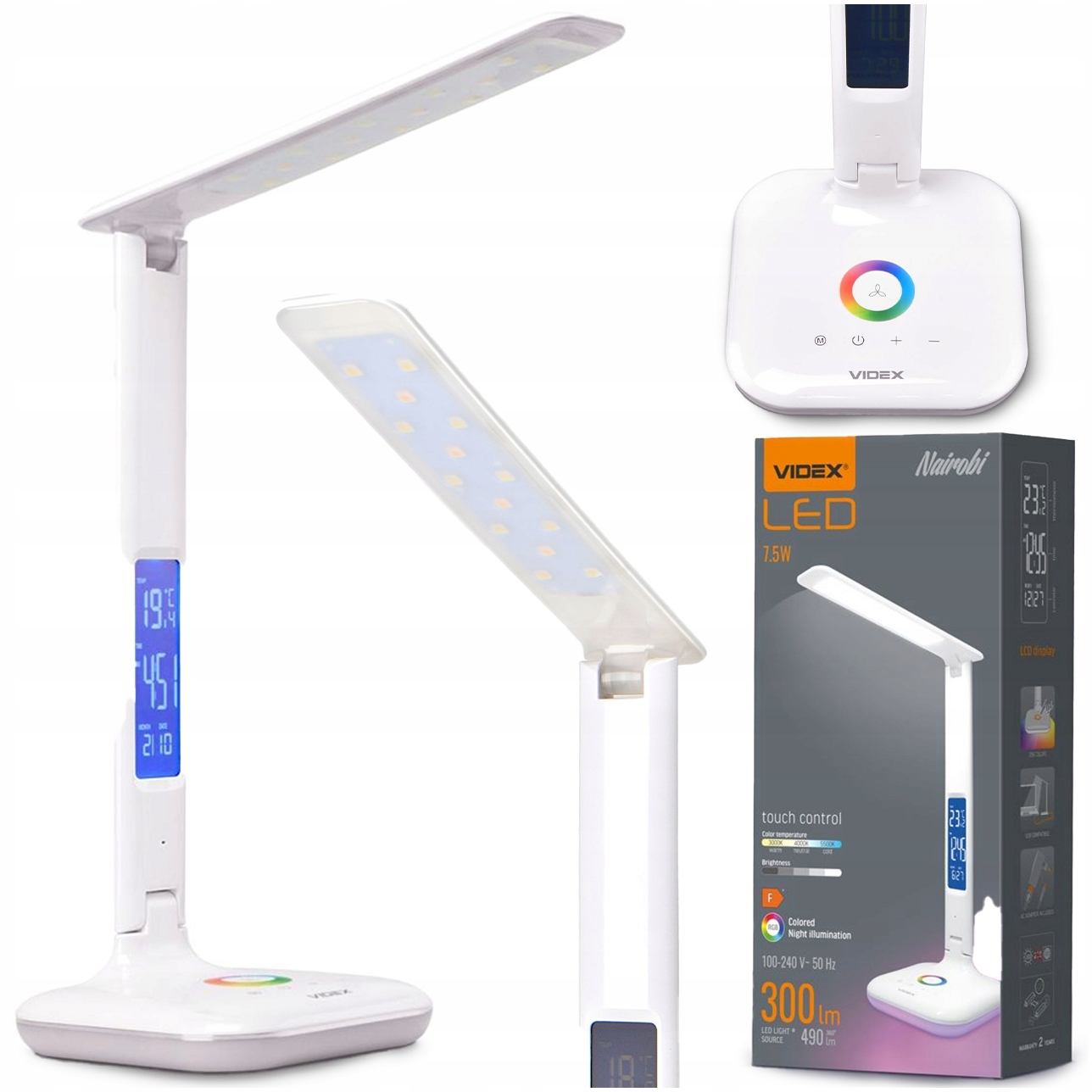 Stolná Led Lampa S Rgb Podsvietením, Dotykový Multifunkčný Displej