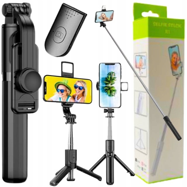 SELFIE STICK KIJEK TRIPOD STATYW + PILOT BLUETOOTH + LAMPA LED PREMIUM 63CM Marka inna
