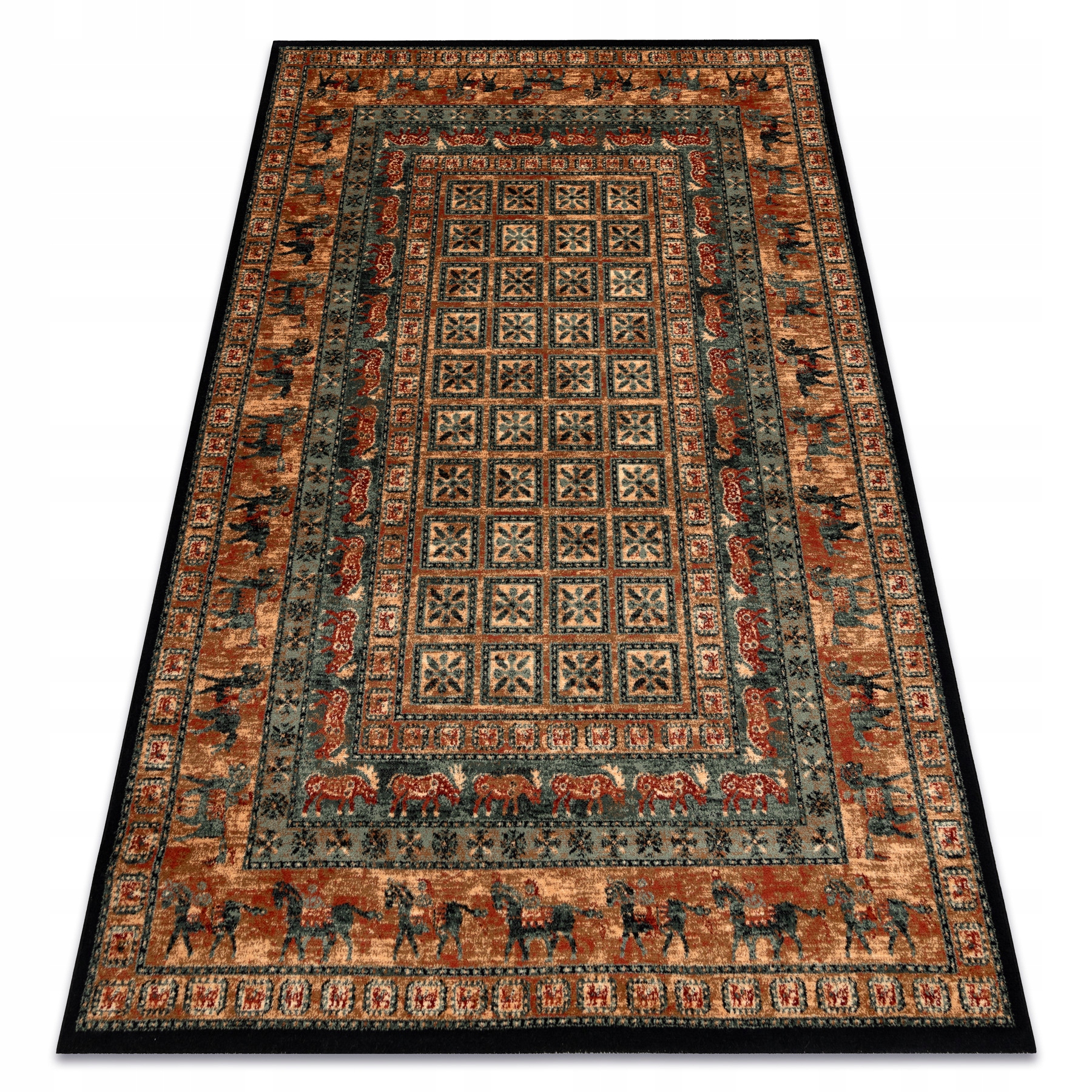 Wełniany Dywan Do Salonu Orientalny Ramka Stylowy beż 135x200 cm