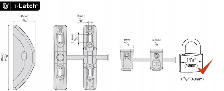 Zasuwa pozioma samozatrzaskowa do furtek Marka D&D Technologies