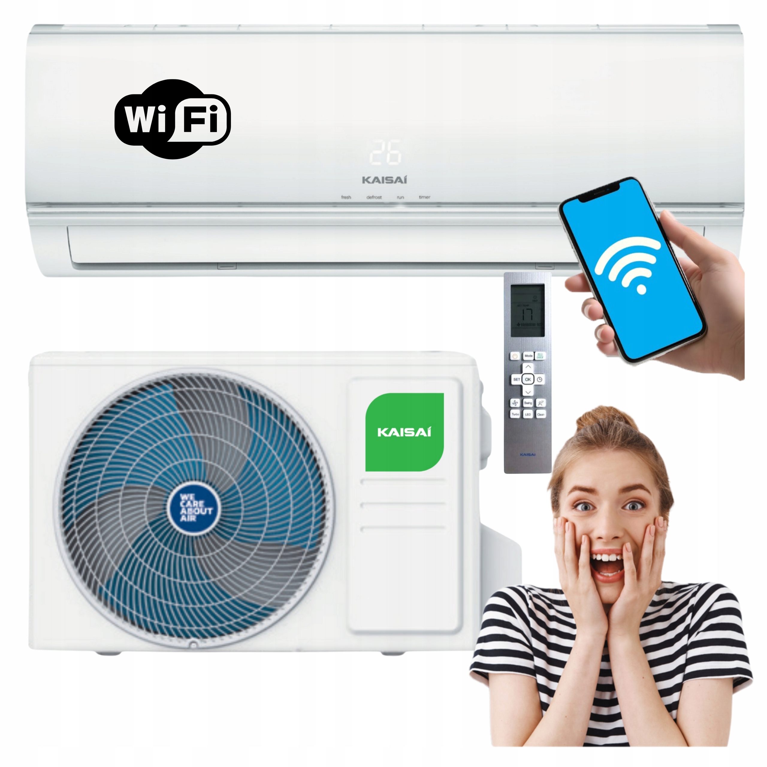Nástenný klimatizátor Kaisai Eco 2,6 kW Wifi Izbová ohrievačka Klimatizácia