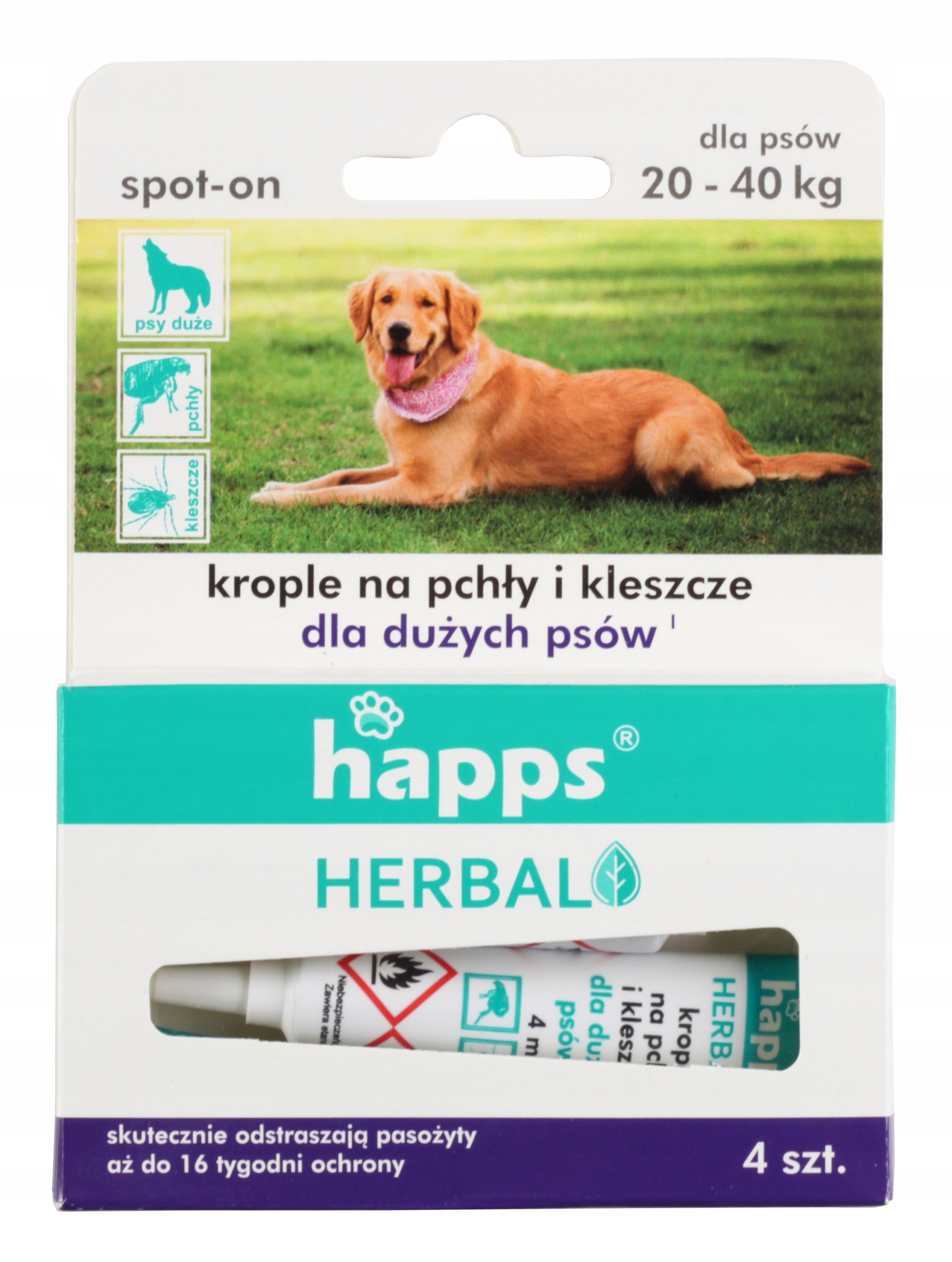 

Krople na Pchły kleszcze dużych psów Happs 20-40kg