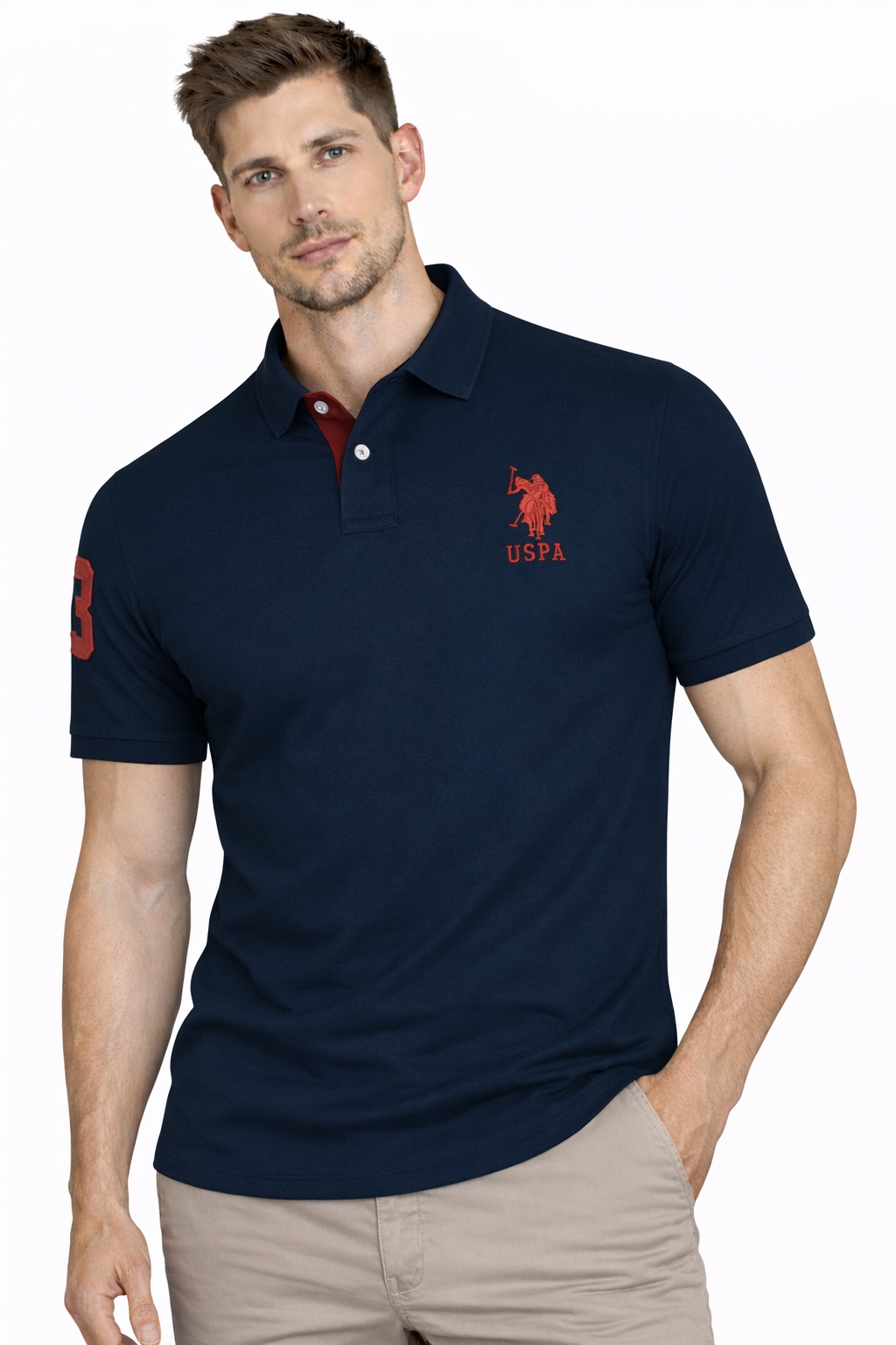 U.s. Polo Assn. Pánská Polokošile MUP3313-L45 tmavě modrá polovina s výšivkou
