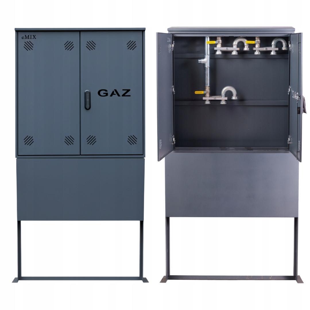 Szafka PUNKT GAZOWY 1000x1000x250 mm na 3 gazomierze GRAFIT z PODSTAWĄ