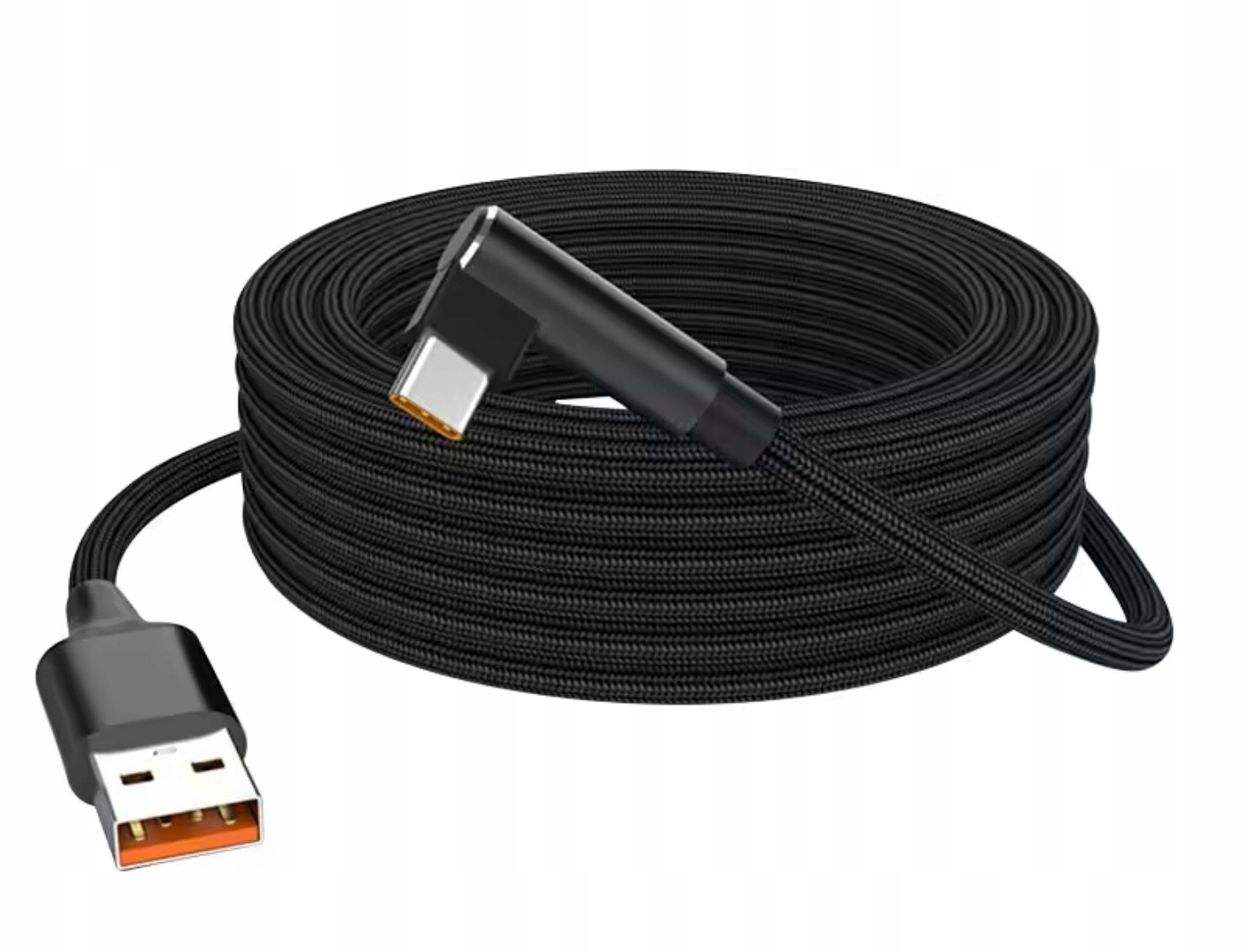 kabel kątowy 8m 90 stopni szybkie ładow. Usb A do C długi czarny 8 metrów