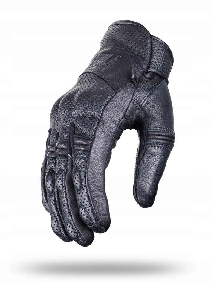 WOLF KRÓTKIE WYGODNE RĘKAWICE MOTOCYKLOWE SKÓRZANE NA LATO BLACK 2XL Kolor czarny