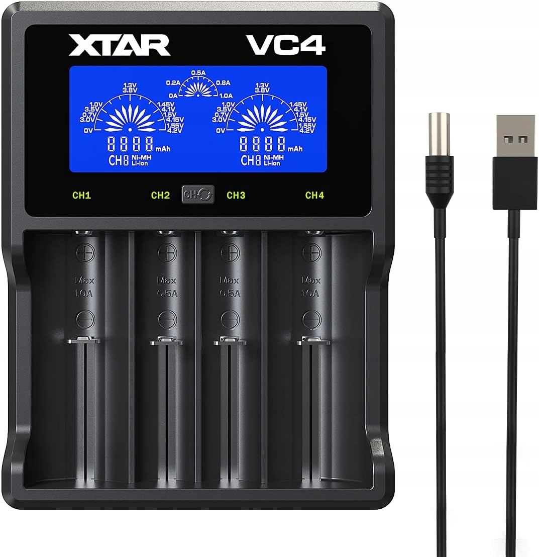 Nabíječka Baterií 4 Sloty Usb Univerzální