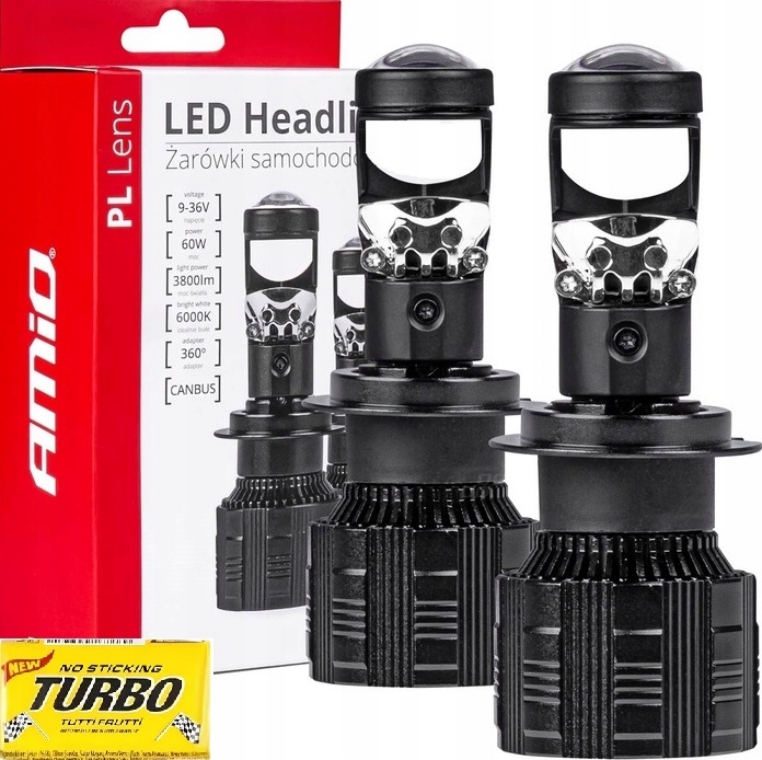 2x Żarówki Samochodowe Led Pl Lens Soczewka H7 Canbus 60W 6000K do auta