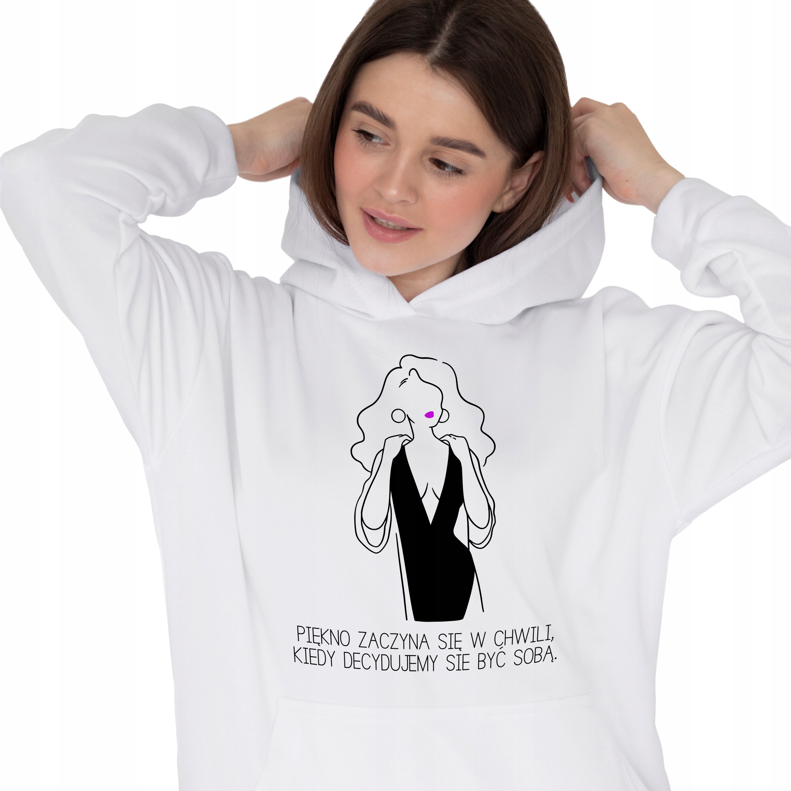 Mikina Bílá S Kapucí Ženské vzory S