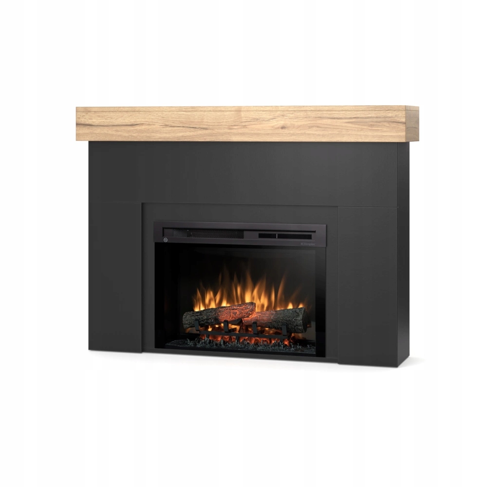 Kominek elektryczny z ogrzewaniem 1,4kW Aven W02-Czarny, jasny dąb 26" Xhd