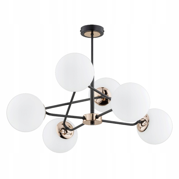 Alfa Stropná lampa Sagito 6xE14 40W čierna mosadzné sklo IP20