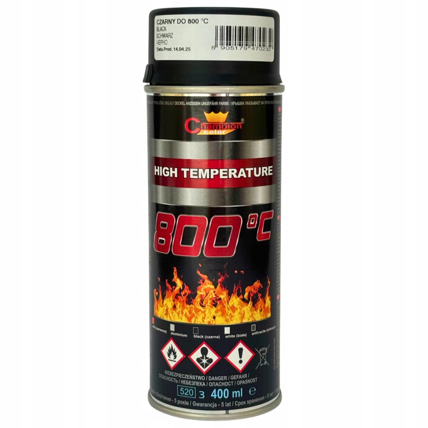 Emalia Lakier Farba żaroodporna spray 400ml Champion Czarny