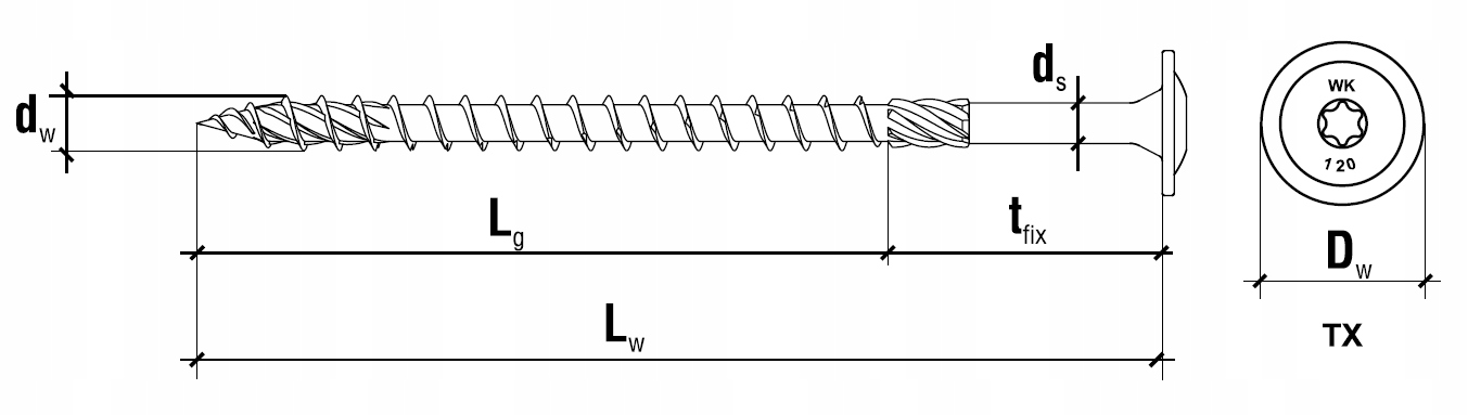 WKRĘTY CIESIELSKIE DO DREWNA TALERZOWE TORX 8x120 Rodzaj wkręty