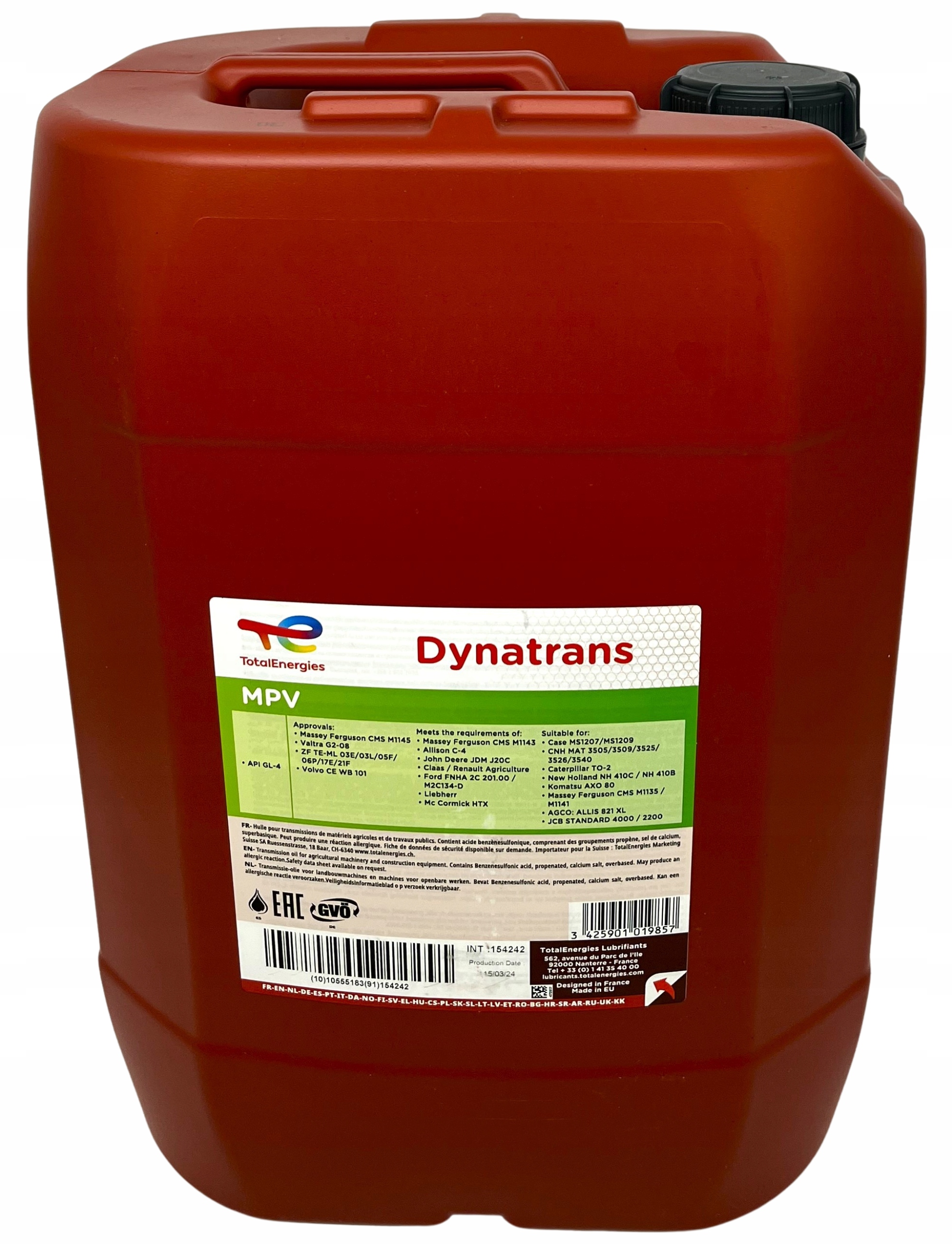 Total Dynatrans MPV 20L UTTO olej do skrzyni hydr