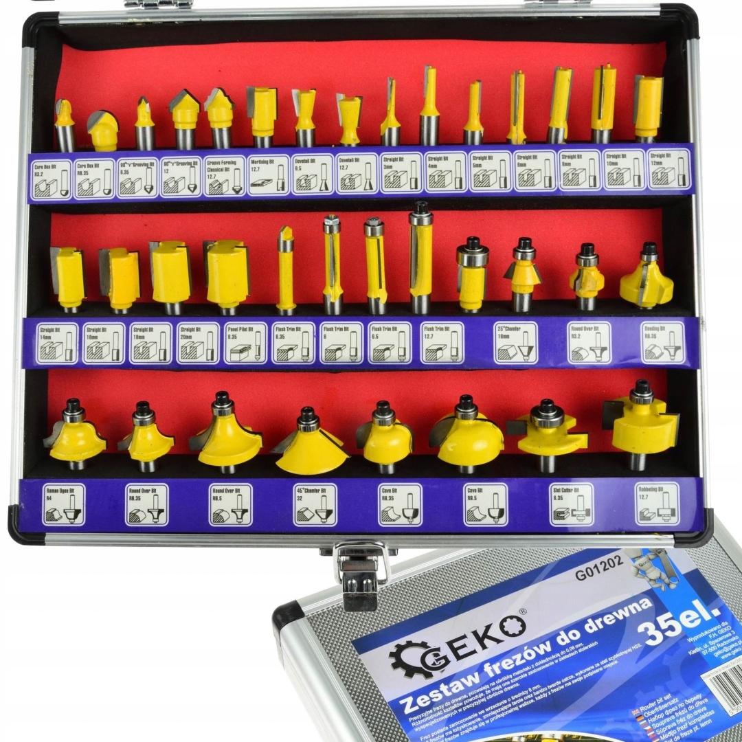Sada 35 ks Tvarových Fréz Na Dřevo, Ložiskové