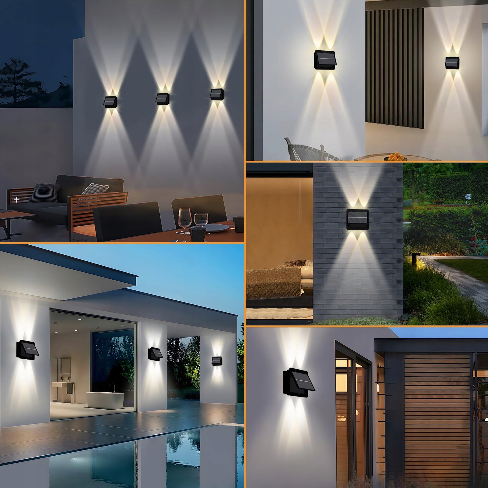 Lampa Ścienna Solarna Zewnętrzna Ciepła Biała Wodoodporna 4 LED TALWEI — miniatura 9