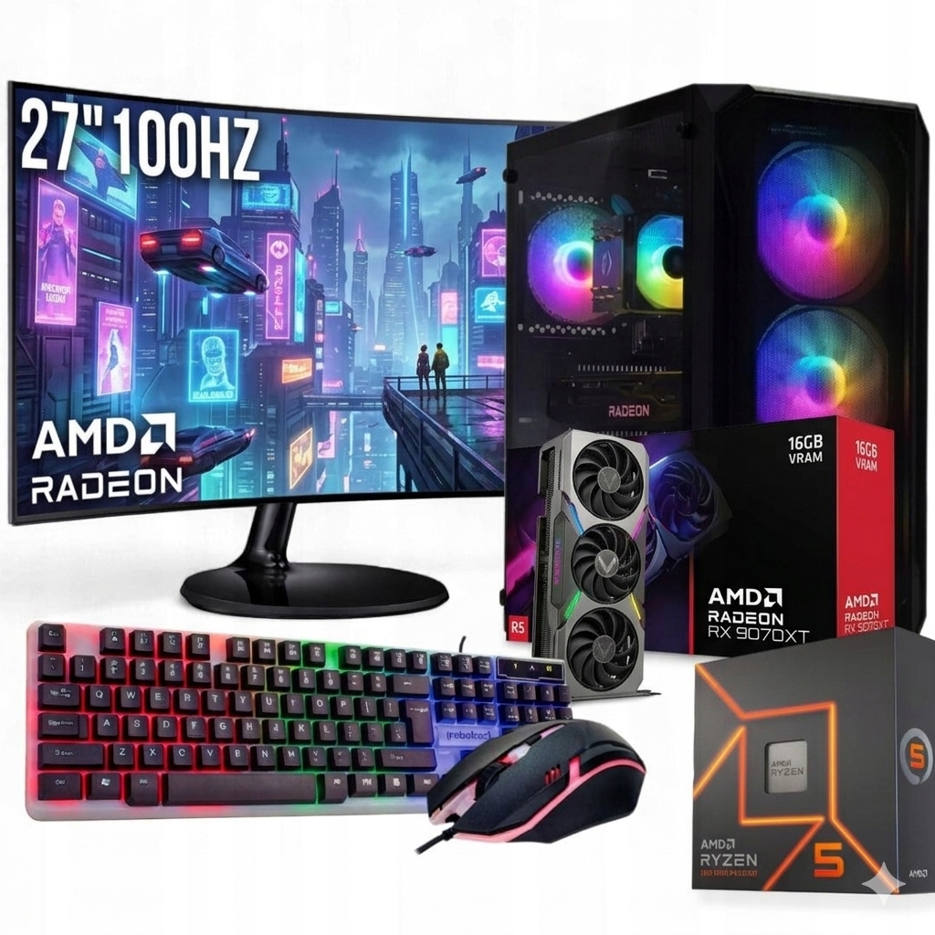 Herní Set R5 7600X/16GB/RX9070XT/1TB SSD/W11/27" 100Hz